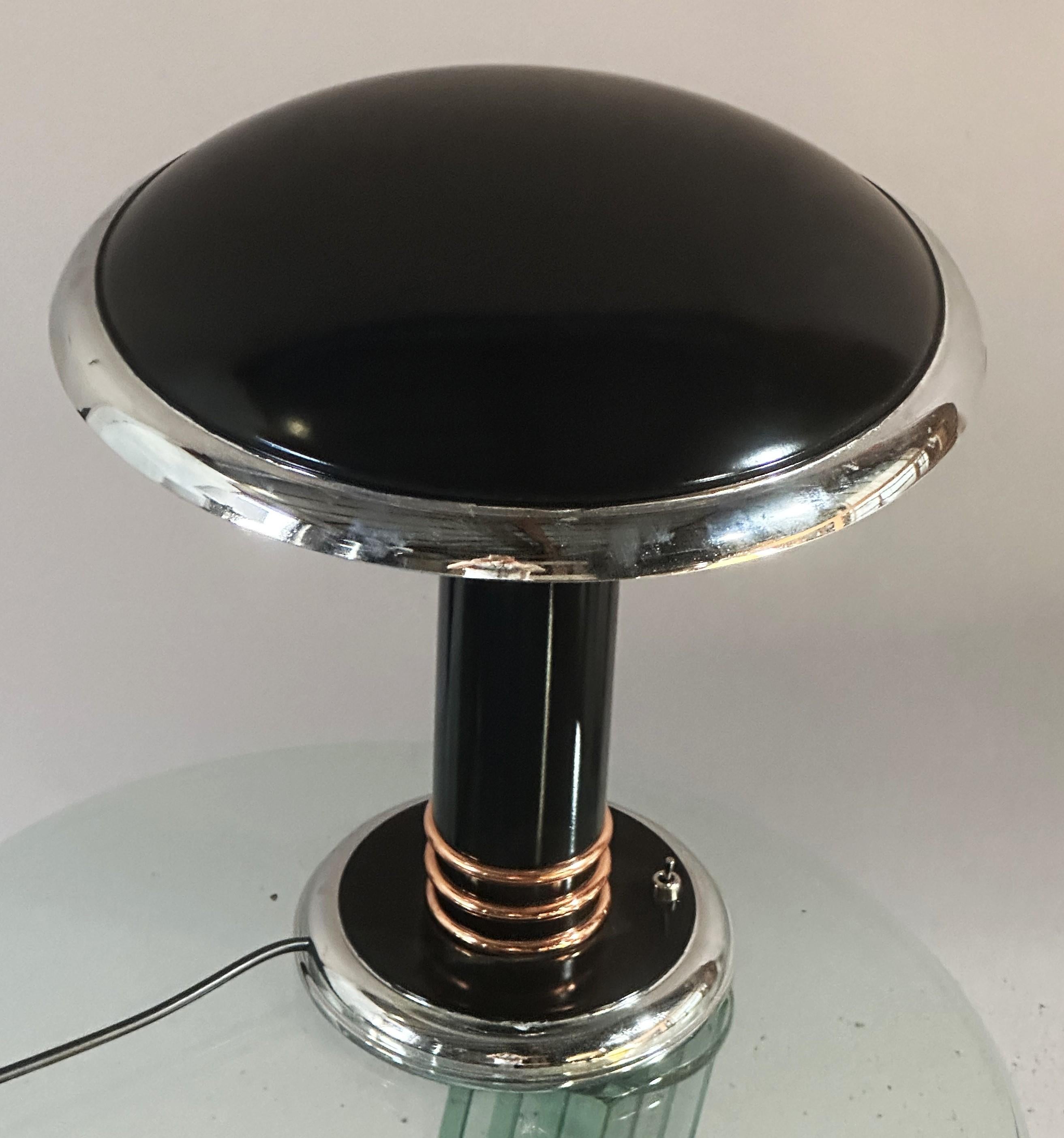 Copper Art Deco Table Desk Lamp signed by Georges Halais, France 1940
