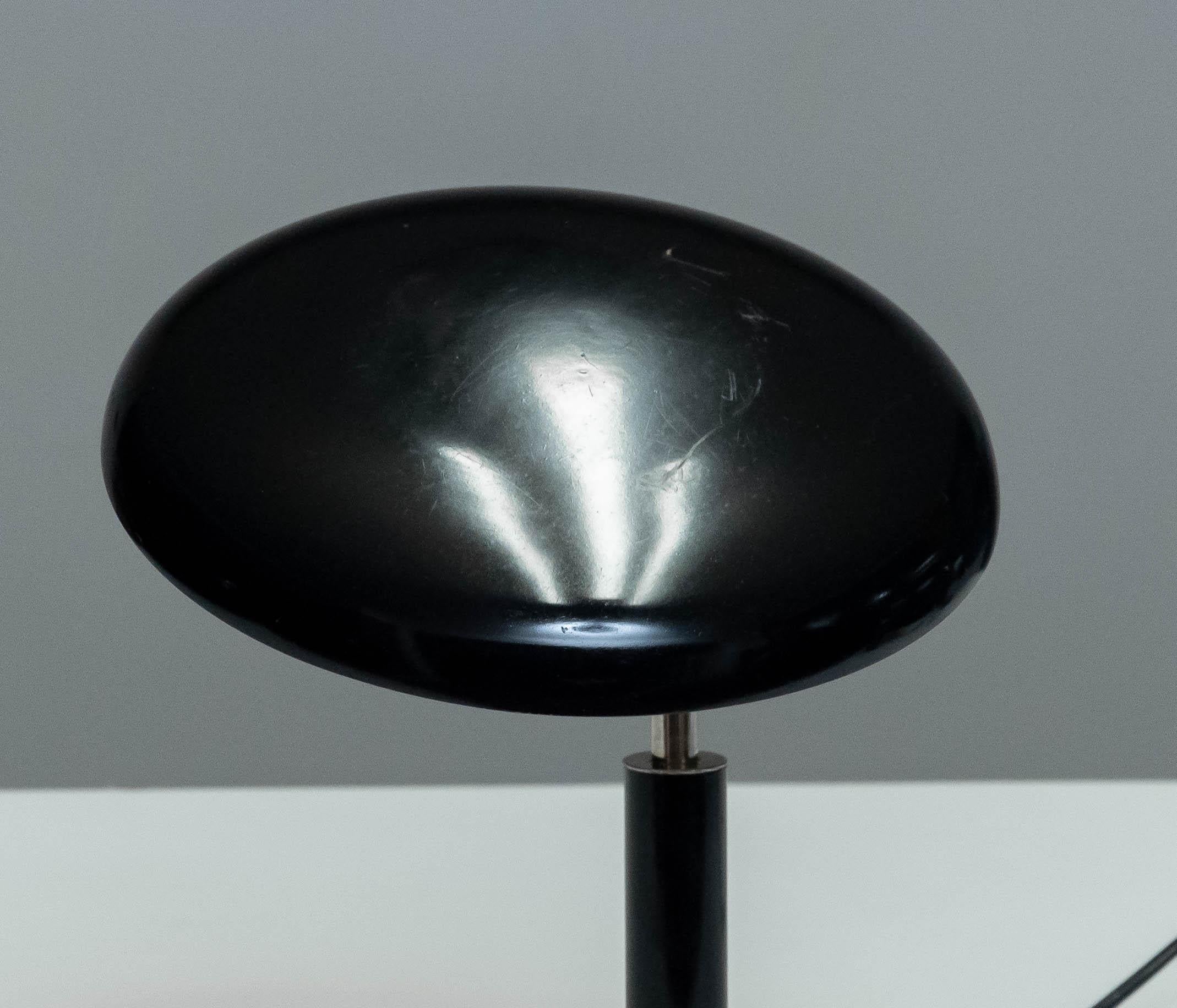 Art Deco Table / Desk Lamp with Fixed Tilted Black Lacquered Shade 1930s In Good Condition For Sale In Silvolde, Gelderland