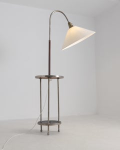 Art Deco Table Floor Lamp, Black, Red & Metal Frame, Finland 1930s