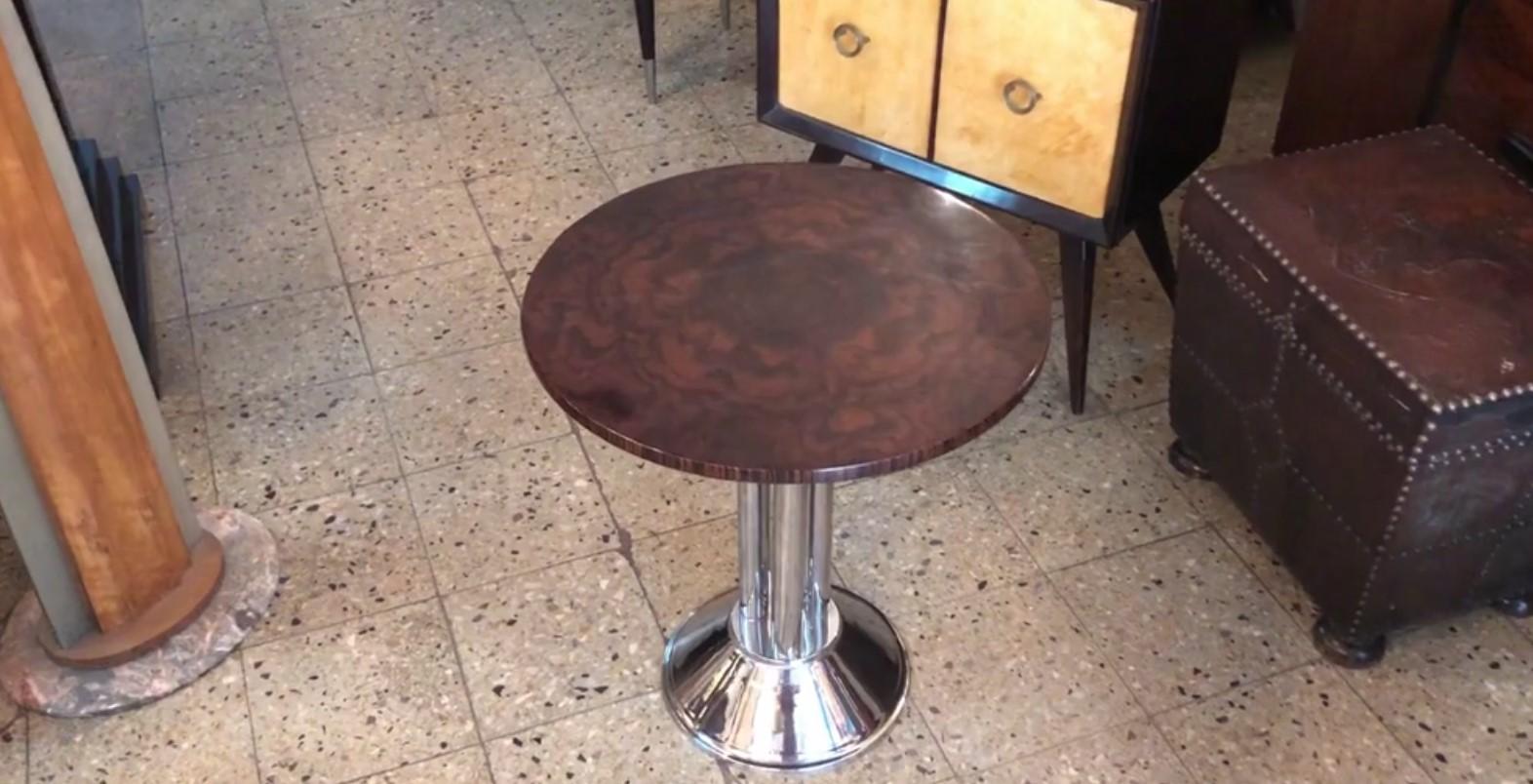 Mid-20th Century Art Deco Table, France, 1930, in Wood and Chrome For Sale