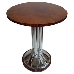 Vintage Art Deco Table, France, 1930, in Wood and Chrome