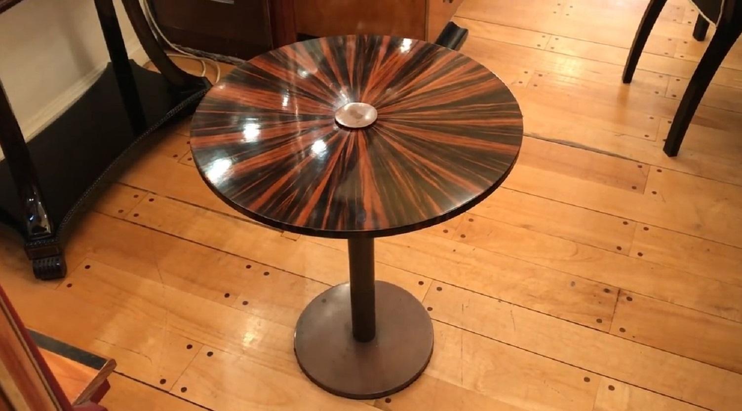 Mid-20th Century Art Deco Table, France, 1930, Material : Wood and Bronze For Sale