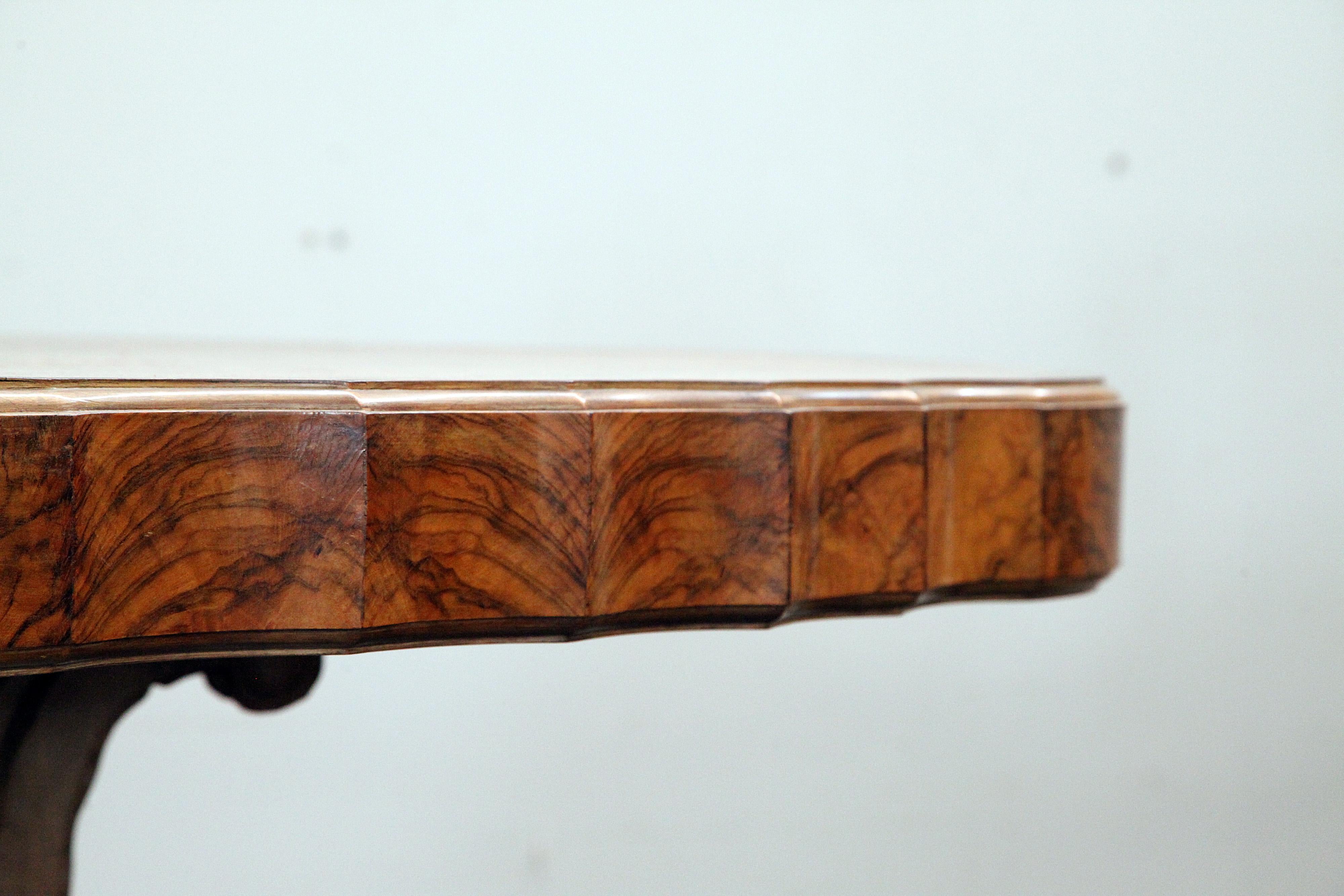 Walnut Art Deco Table from Meroni & Fossati, 1930s For Sale