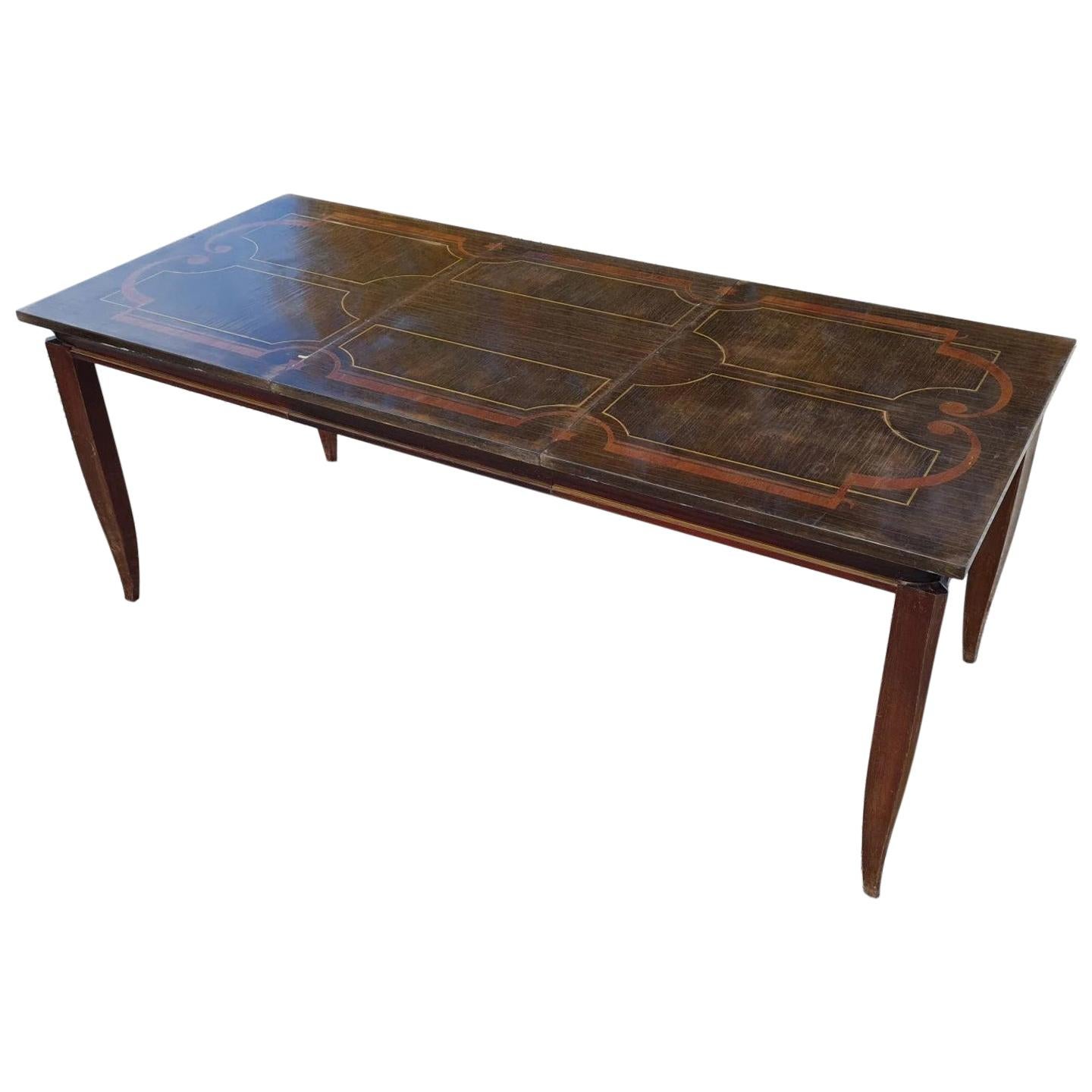 Art Deco Table in Neoclassical Style circa 1940, Original Marquetry For Sale