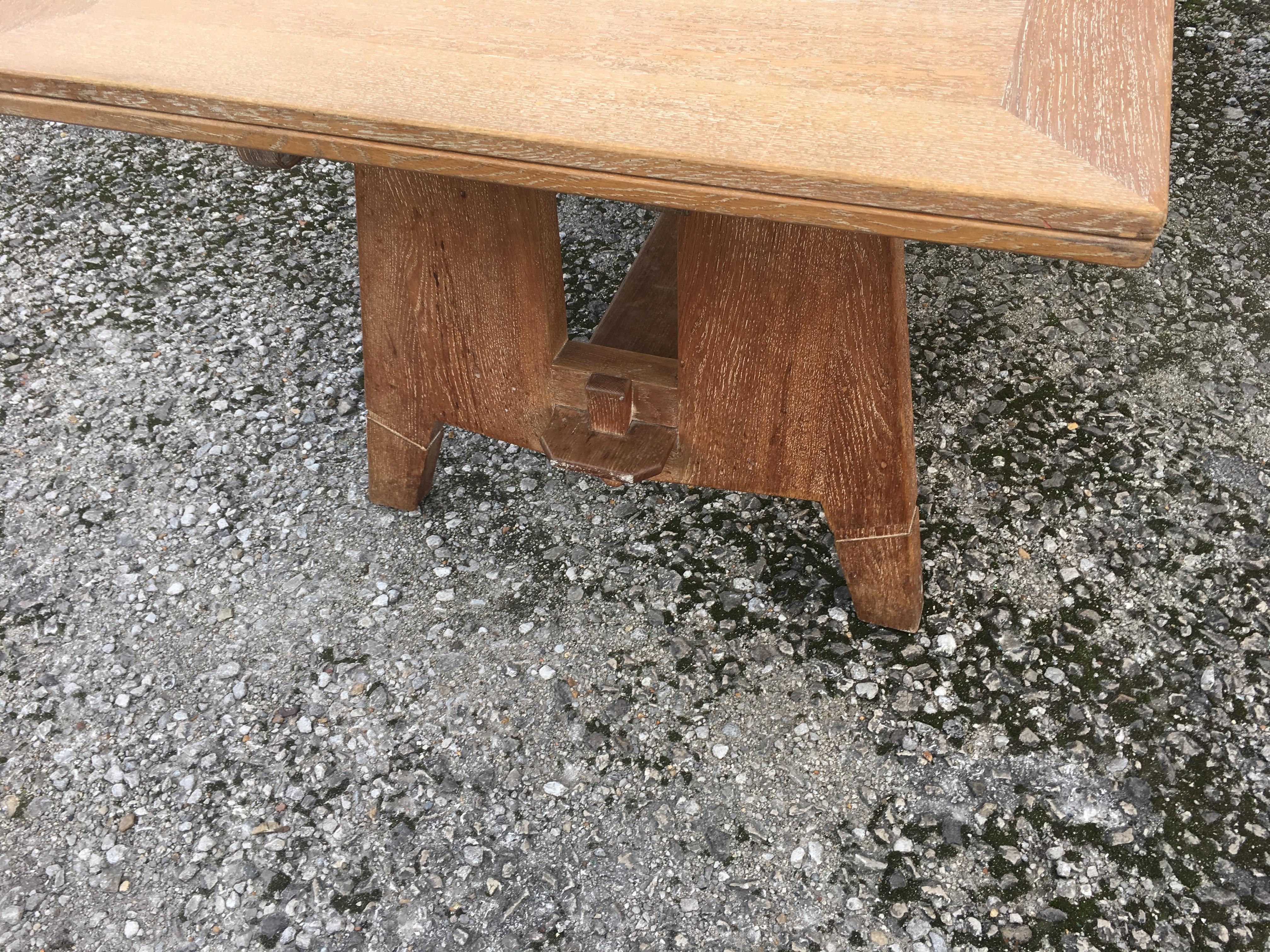 French Art Deco Table in Oak in the Style of Charles Dudouyt, circa 1940 For Sale