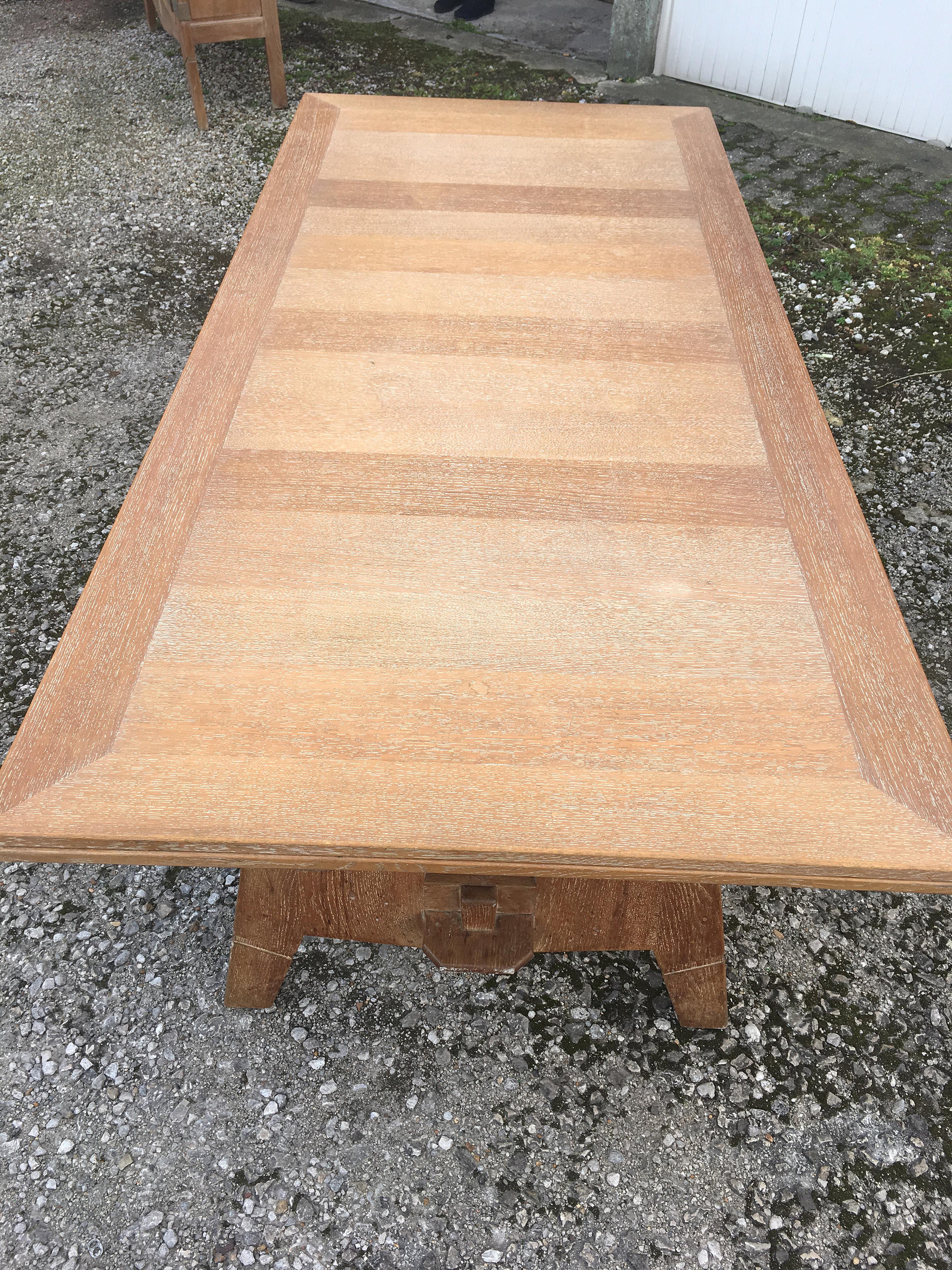Art Deco Table in Oak in the Style of Charles Dudouyt, circa 1940 In Good Condition For Sale In Saint-Ouen, FR