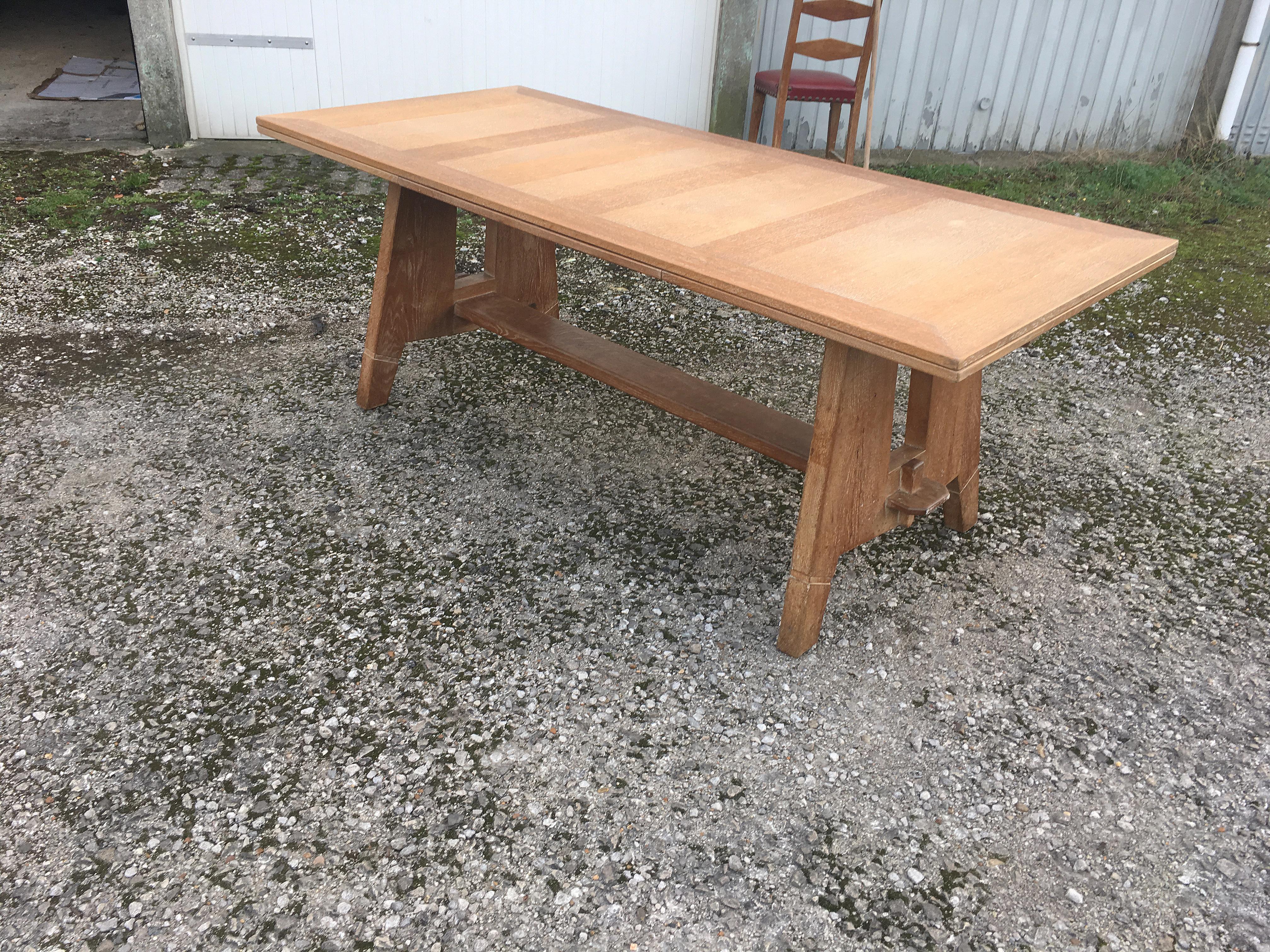 Mid-20th Century Art Deco Table in Oak in the Style of Charles Dudouyt, circa 1940 For Sale