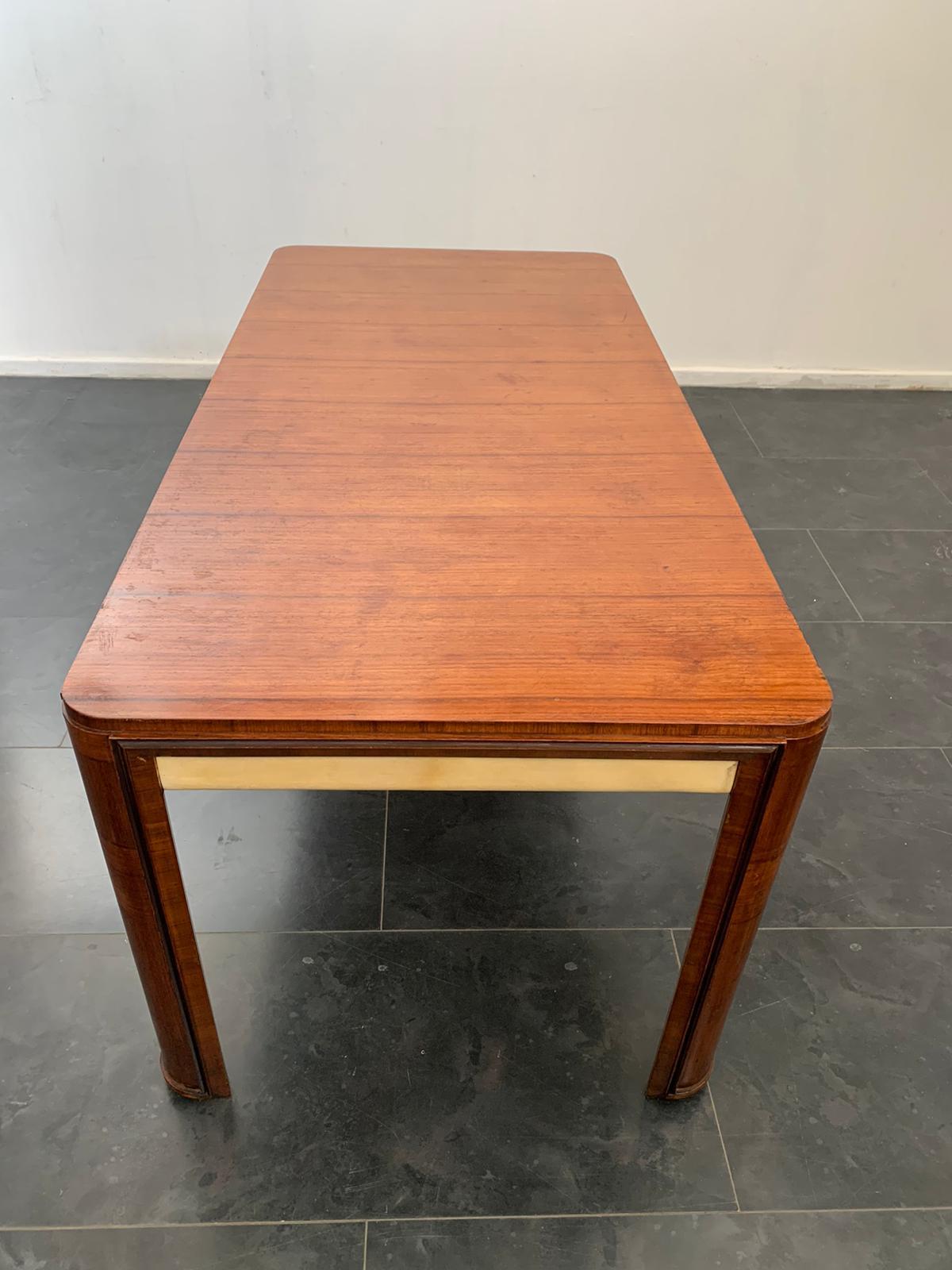 Art Deco Table in Rosewood and Parchment by Pietro Busnelli 1