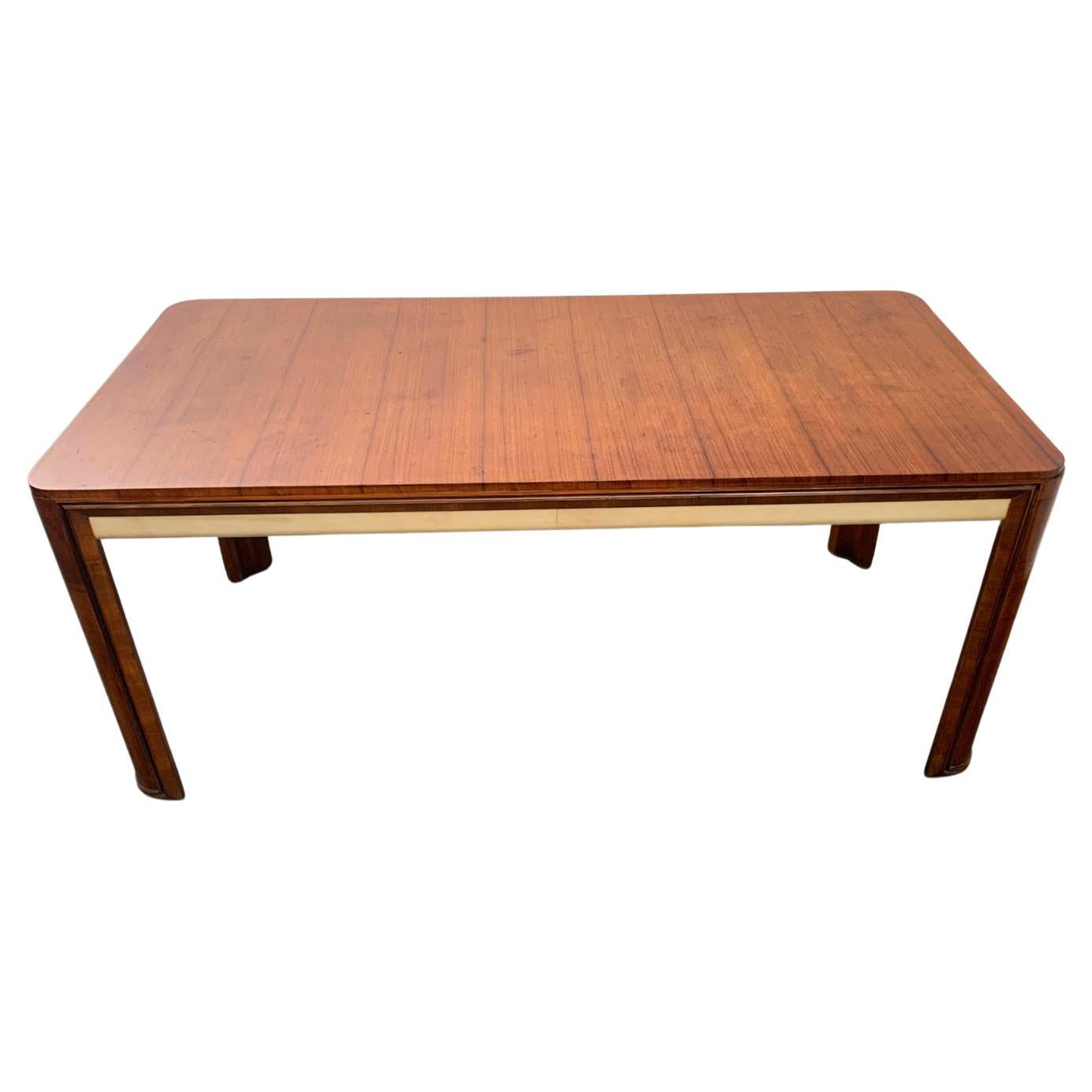 Art Deco Table in Rosewood and Parchment by Pietro Busnelli