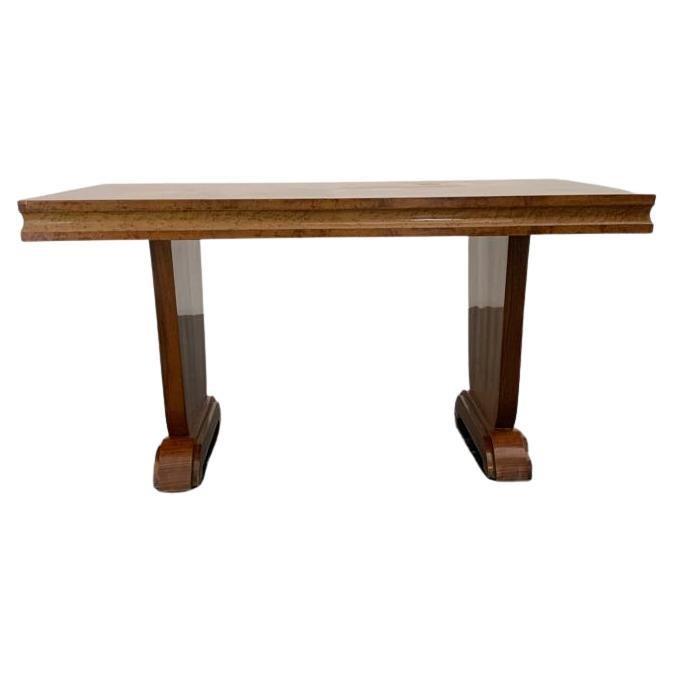 Art Deco Table in Walnut and Maple Root, 1930s For Sale