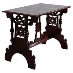 Art Deco Table in Wood And Floral Pattern