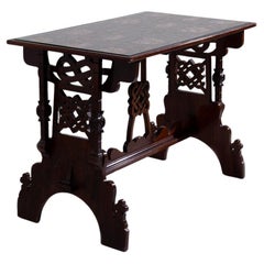 Mesa Art Decó de madera y motivos florales