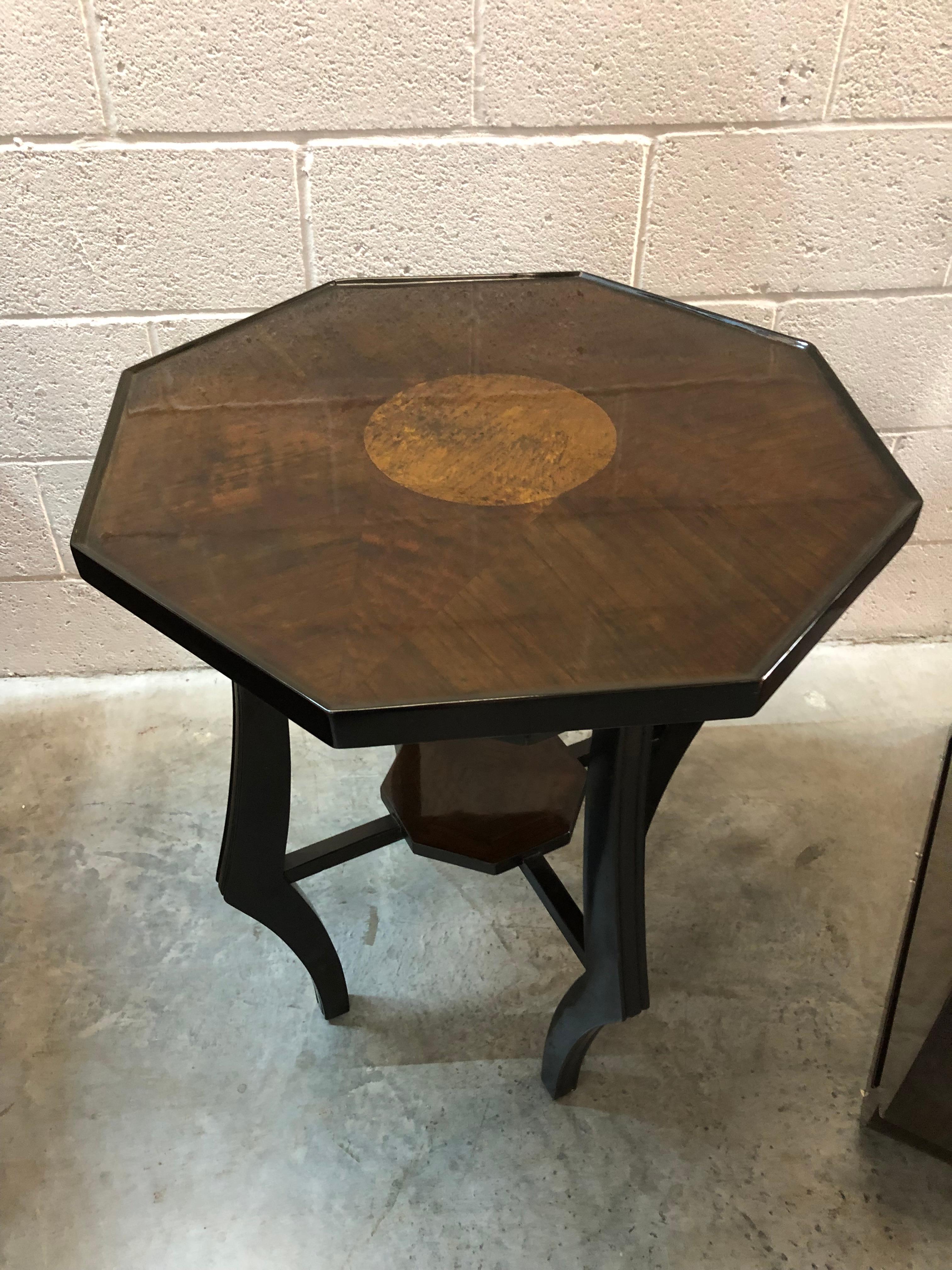 Mid-20th Century Art Deco Table in Wood with Marquetry, French, 1930 For Sale