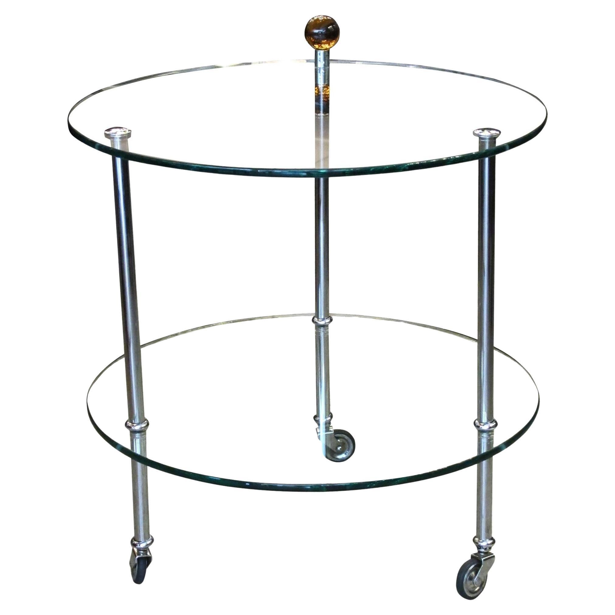 Art Deco Table, Italy, 1930, Material, Glass, Murano and Chrome For Sale