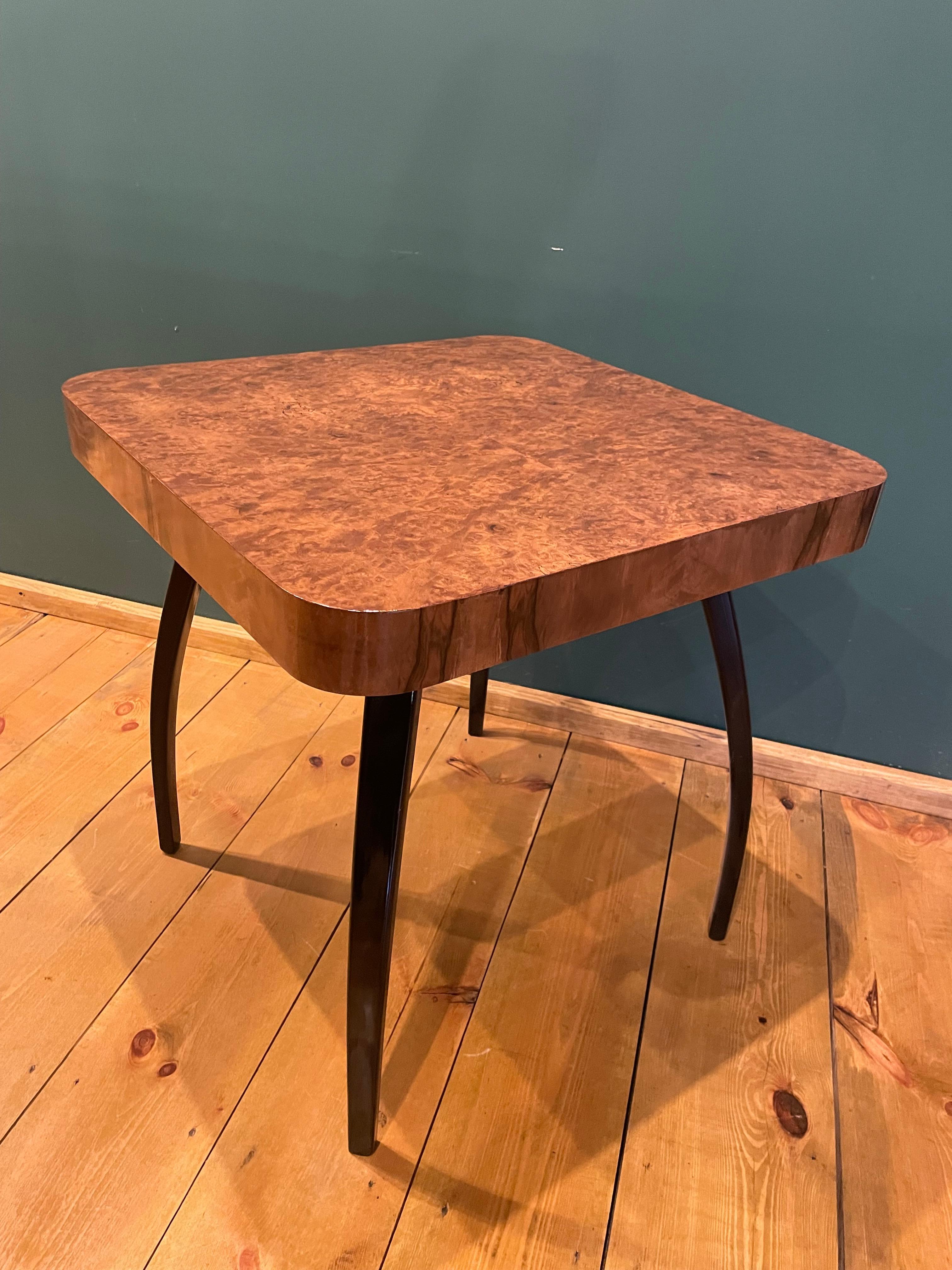 Art Deco table by J. Halabala from 1960s.
The piece of furniture was made of walnut tree.
Art Deco table by the famous Czech designer J. Halabala, 1950. Jindrich Halabala - (a Czech designer ranked among the most outstanding creators of the modern