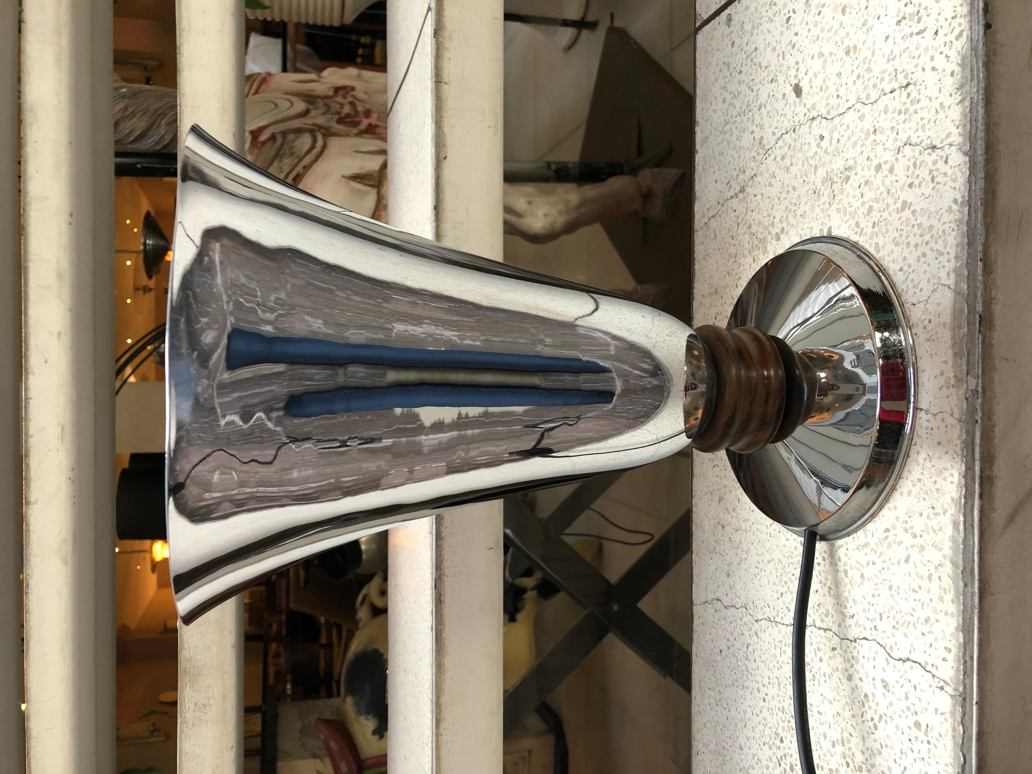 Art Deco Table Lamp 1920, France, Materials: Wood and Chrome For Sale 6