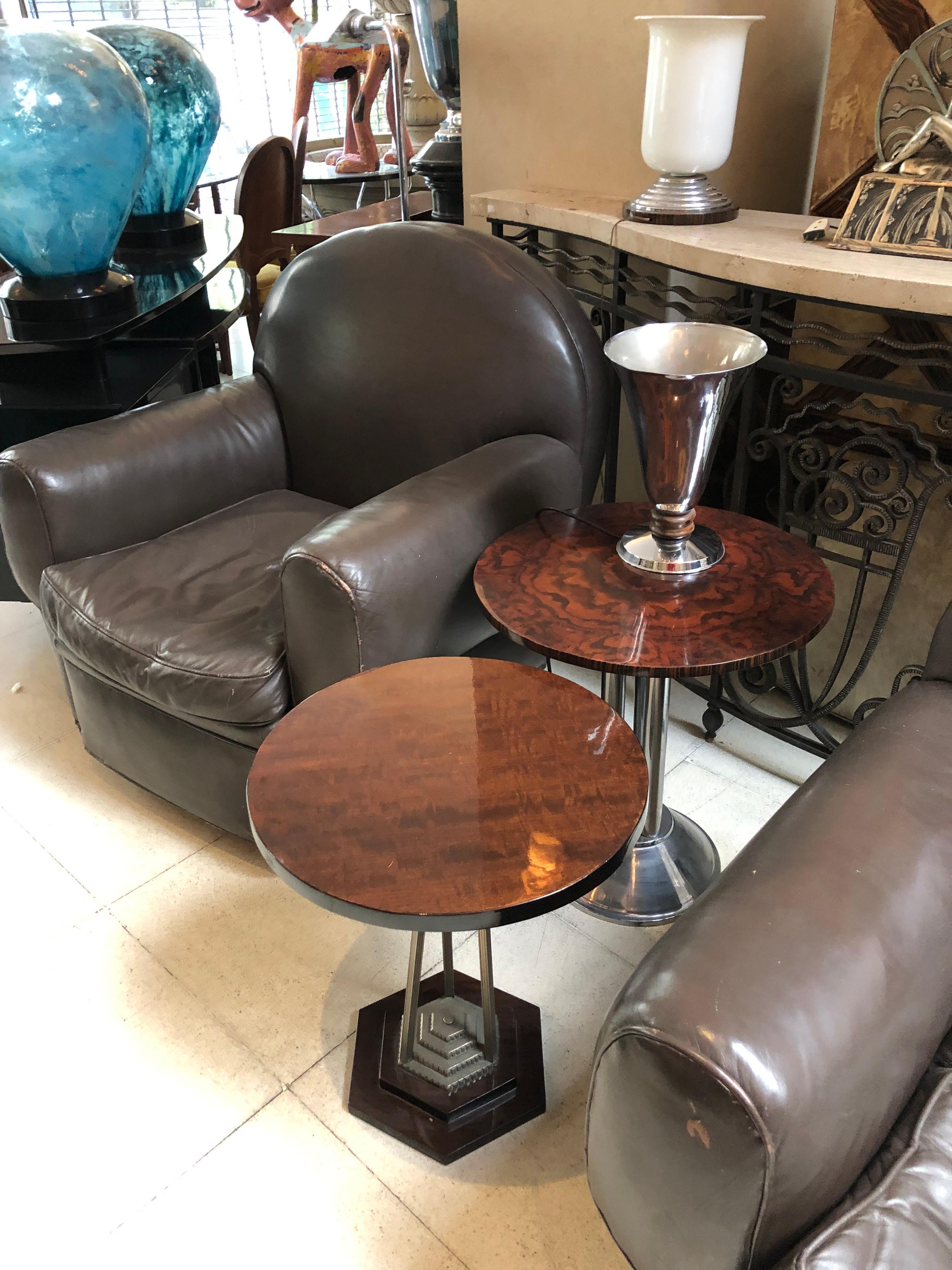 Lámpara de Mesa Art Decó 1920, Francia, Materiales: Madera y Cromo en venta 3