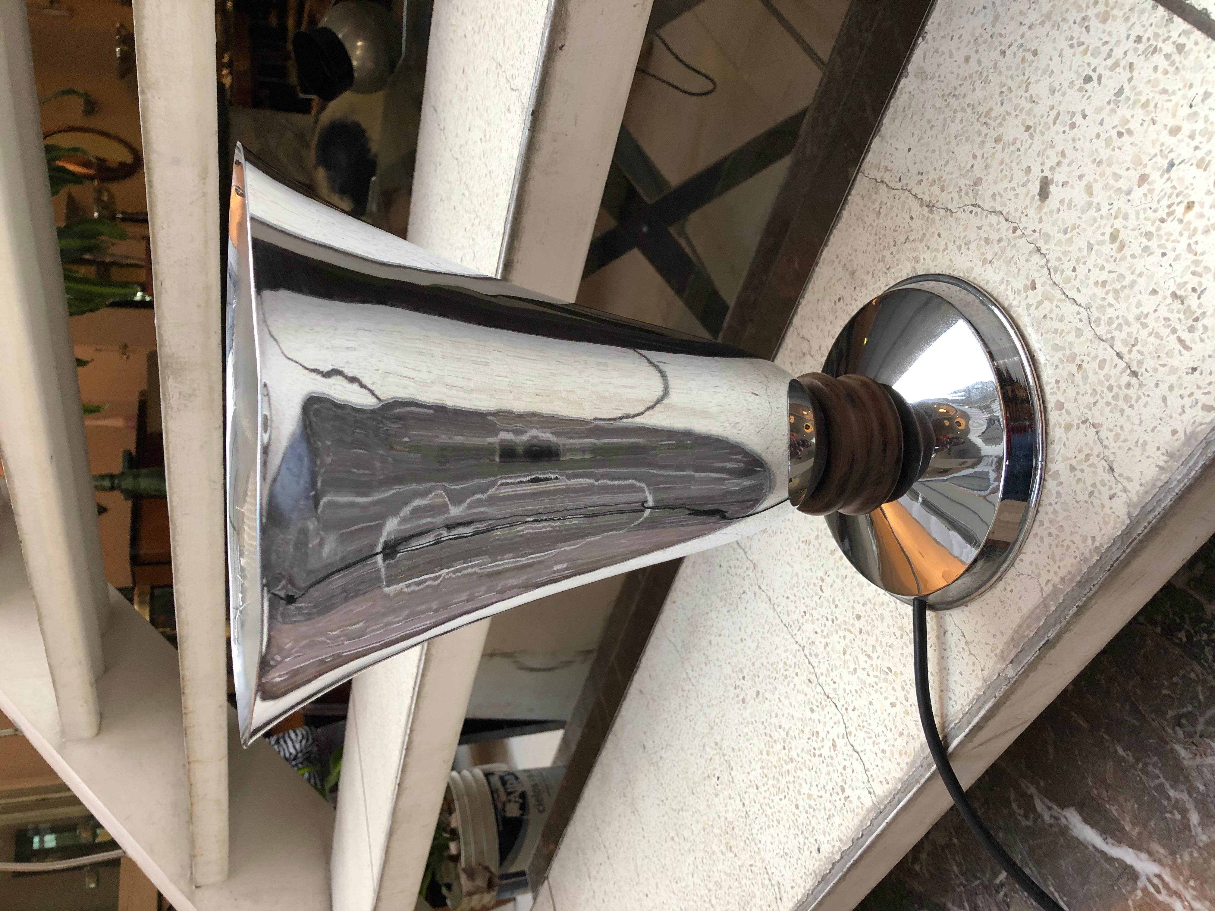 Art Deco Table Lamp 1920, France, Materials: Wood and Chrome For Sale 5