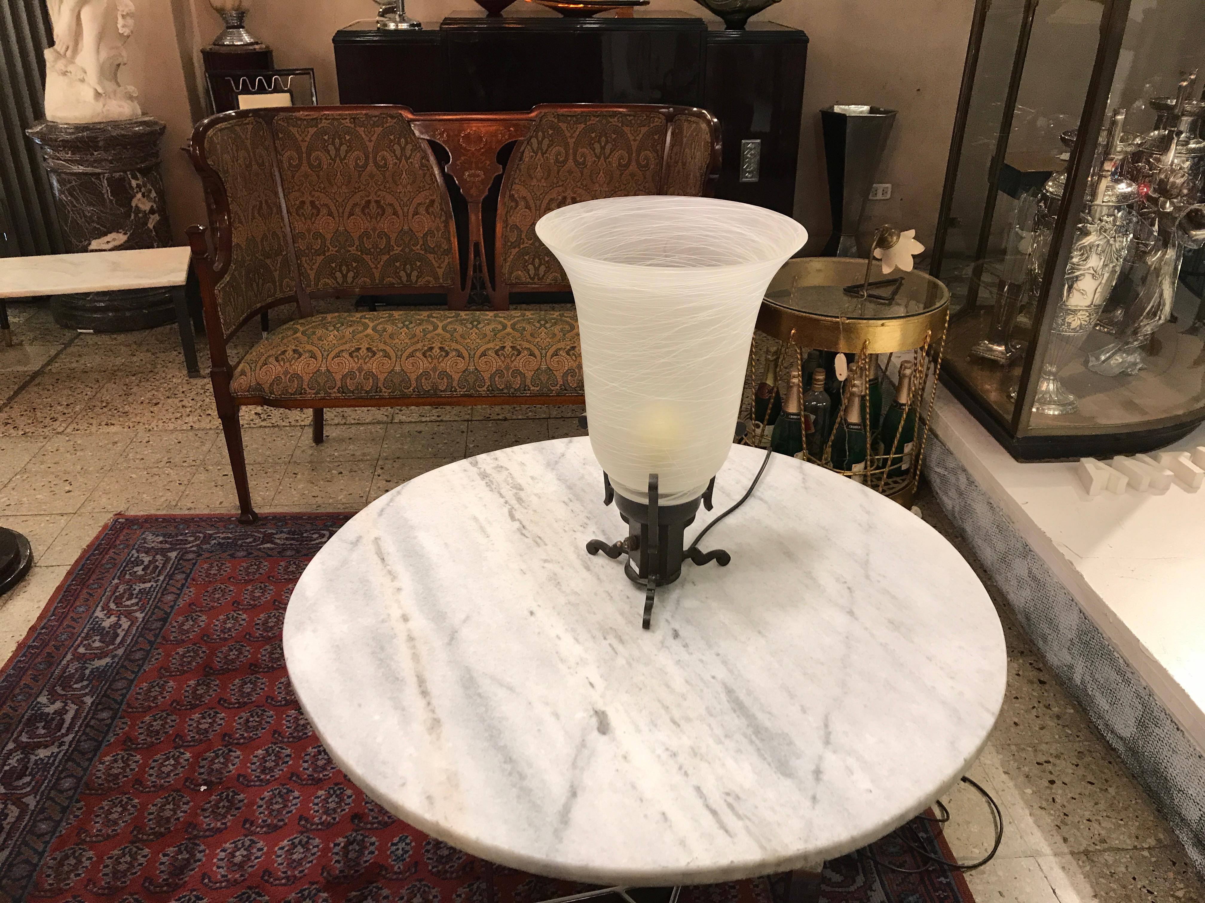 Table lamp Art deco

Materia: glass and iron
Style: Art Deco
Country: France
To take care of your property and the lives of our customers, the new wiring has been done.
If you want to live in the golden years, this is the table lamp that your