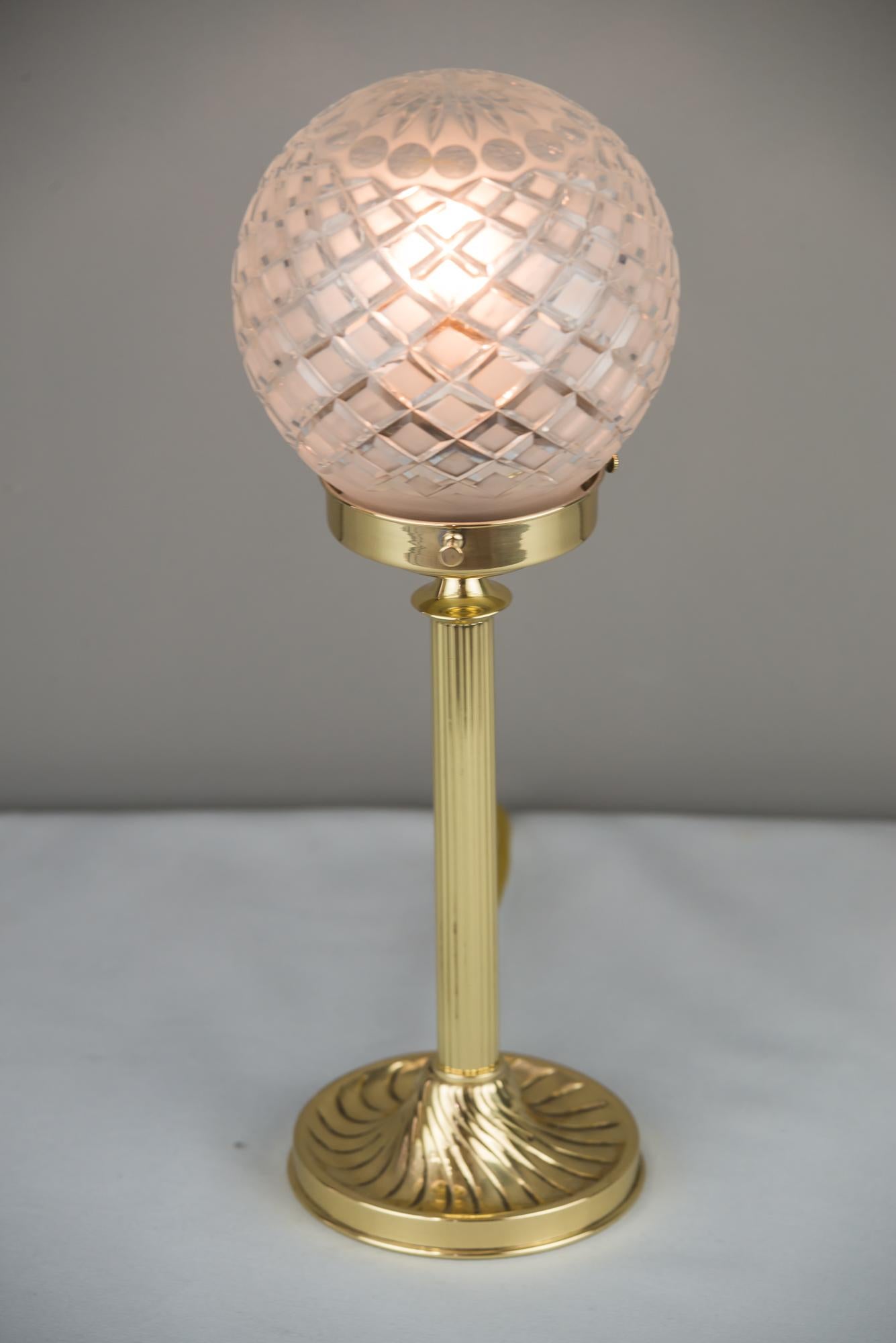 Cut Glass Art Deco Table Lamp, 1920s
