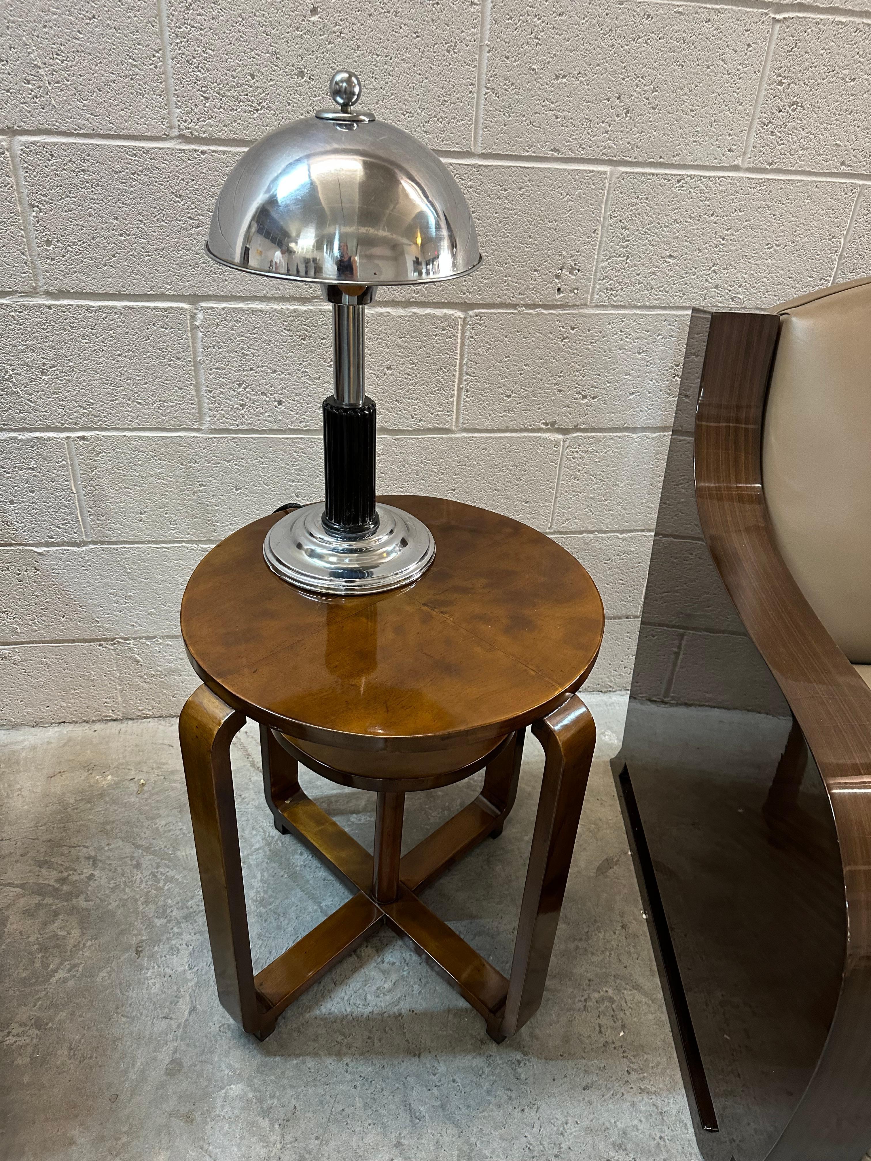 Lampe de bureau Art Déco, 1930, matériau, chrome et bois en vente 3