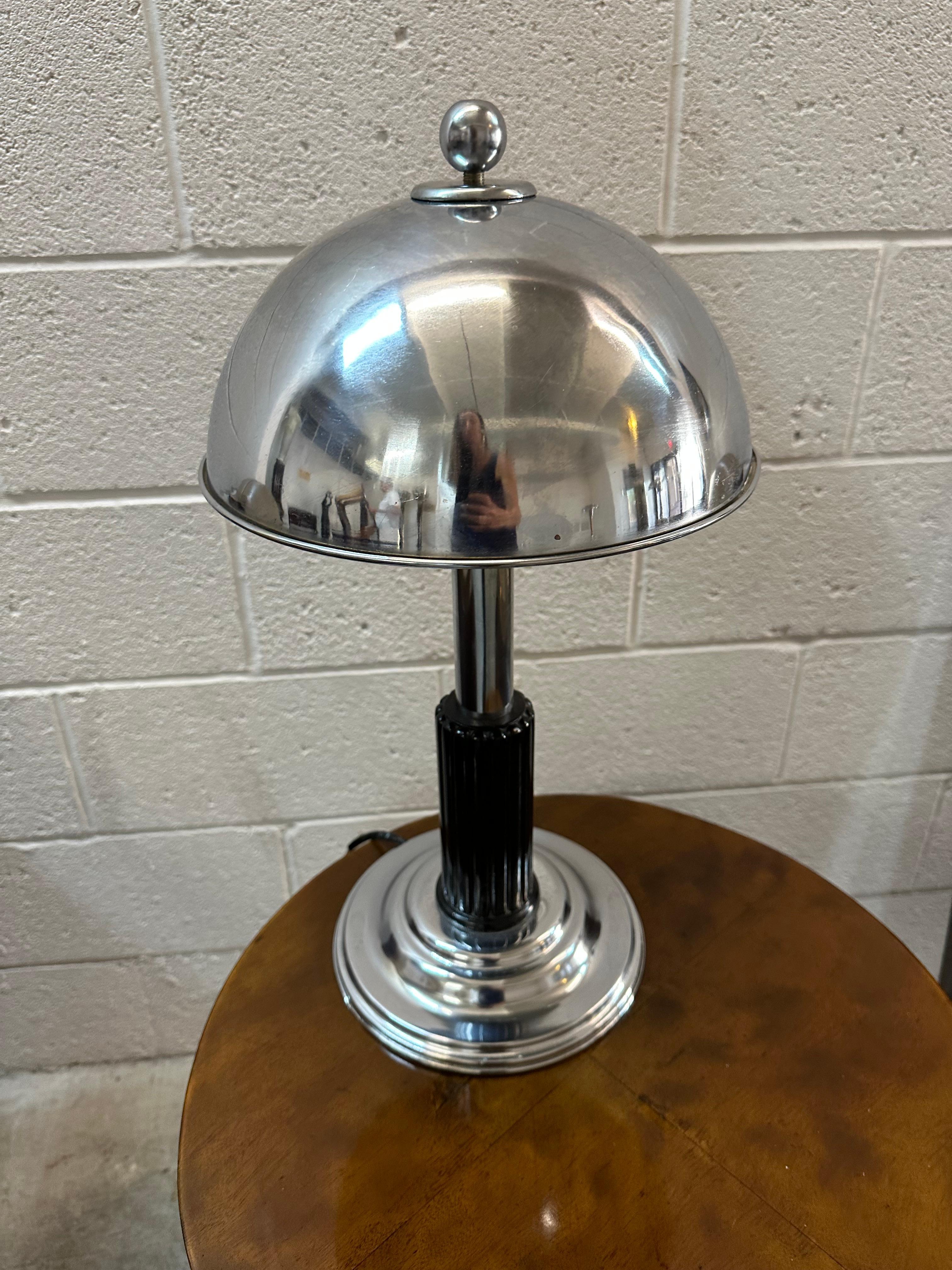 Art Deco Table Lamp, 1930, Material, Chrome and wood For Sale 7