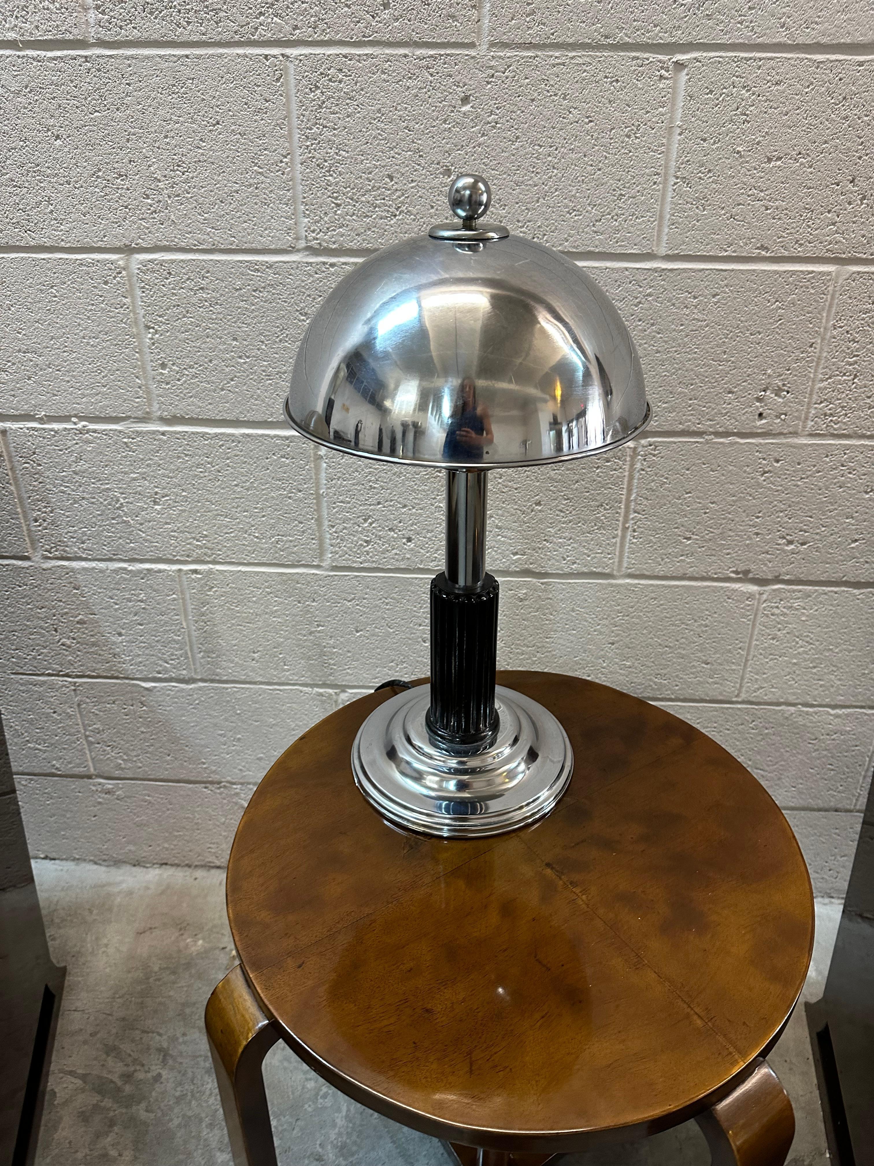 Art Deco Table Lamp, 1930, Material, Chrome and wood For Sale 10