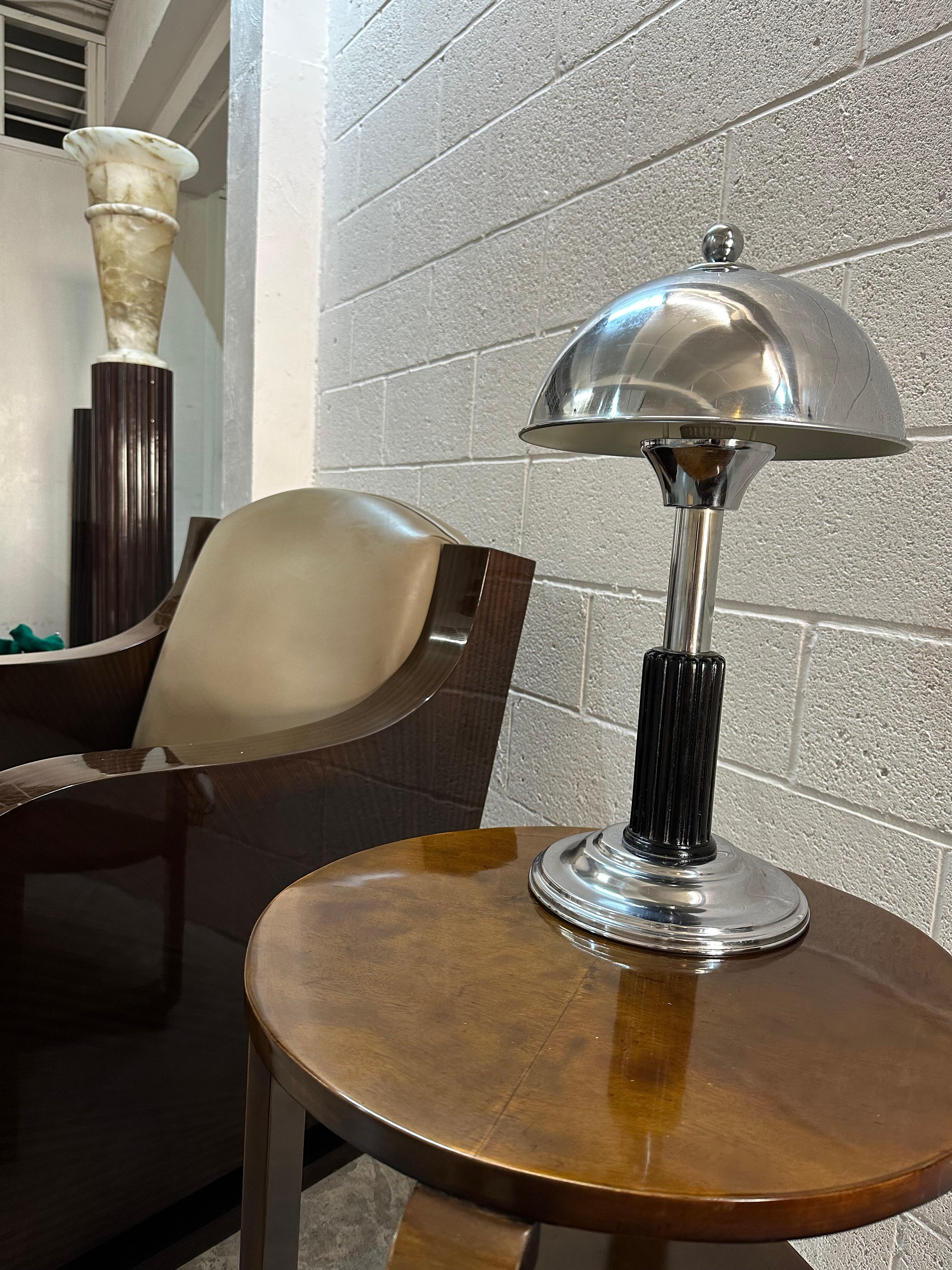 Art Deco Table Lamp, 1930, Material, Chrome and wood For Sale 12