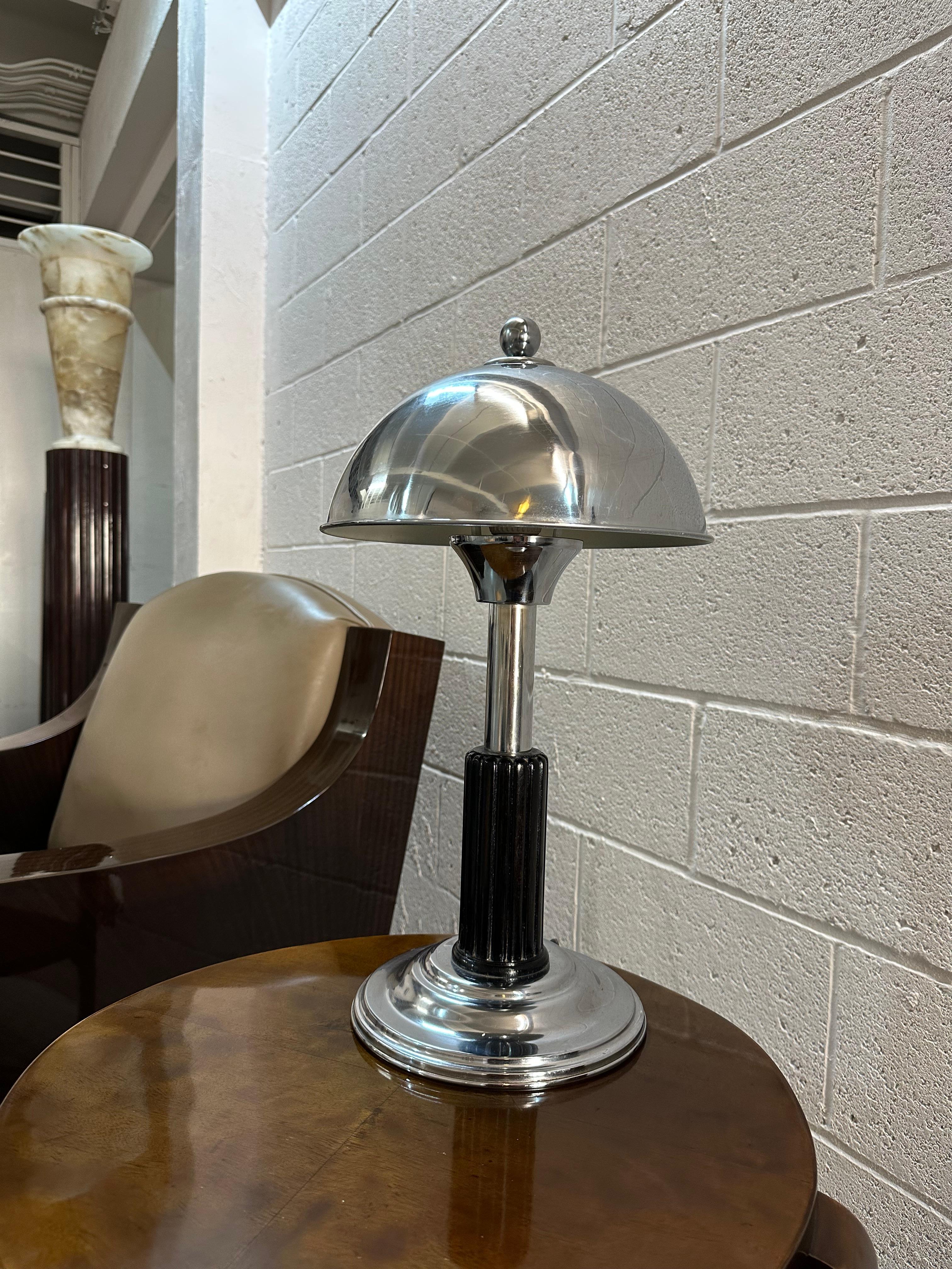 Art Deco Table Lamp, 1930, Material, Chrome and wood For Sale 15