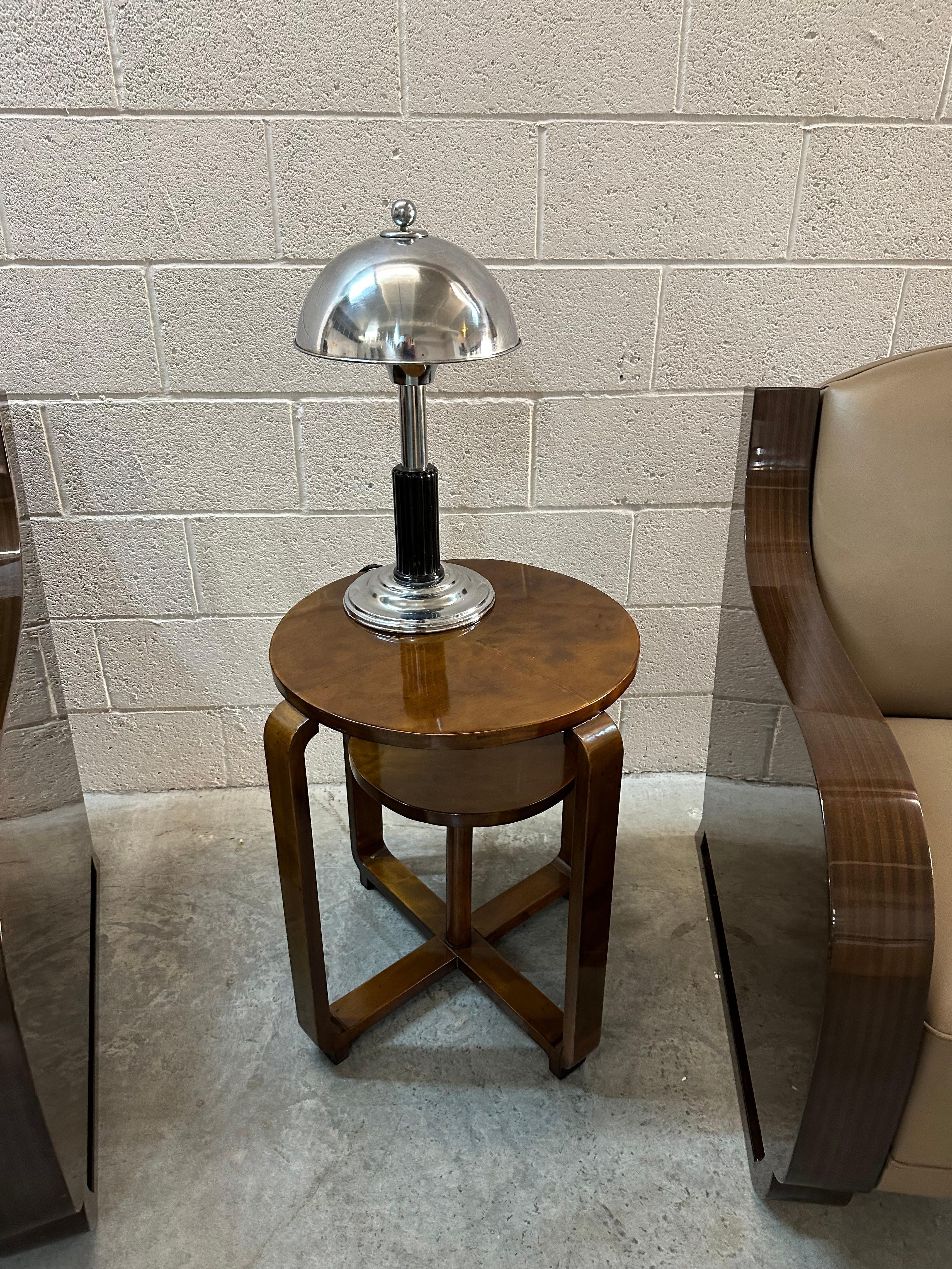 Bois Lampe de bureau Art Déco, 1930, matériau, chrome et bois en vente