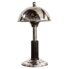 Lámpara de mesa Art Decó, 1930, Material, Cromo y madera