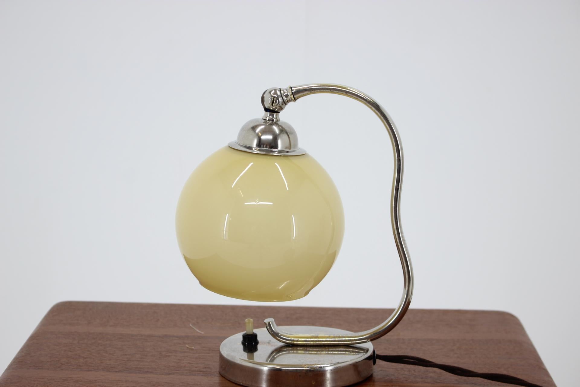 - Made in Czechoslovakia
- Made of glass, steel
- Re-polished
- Fully functional
- Good, original condition.