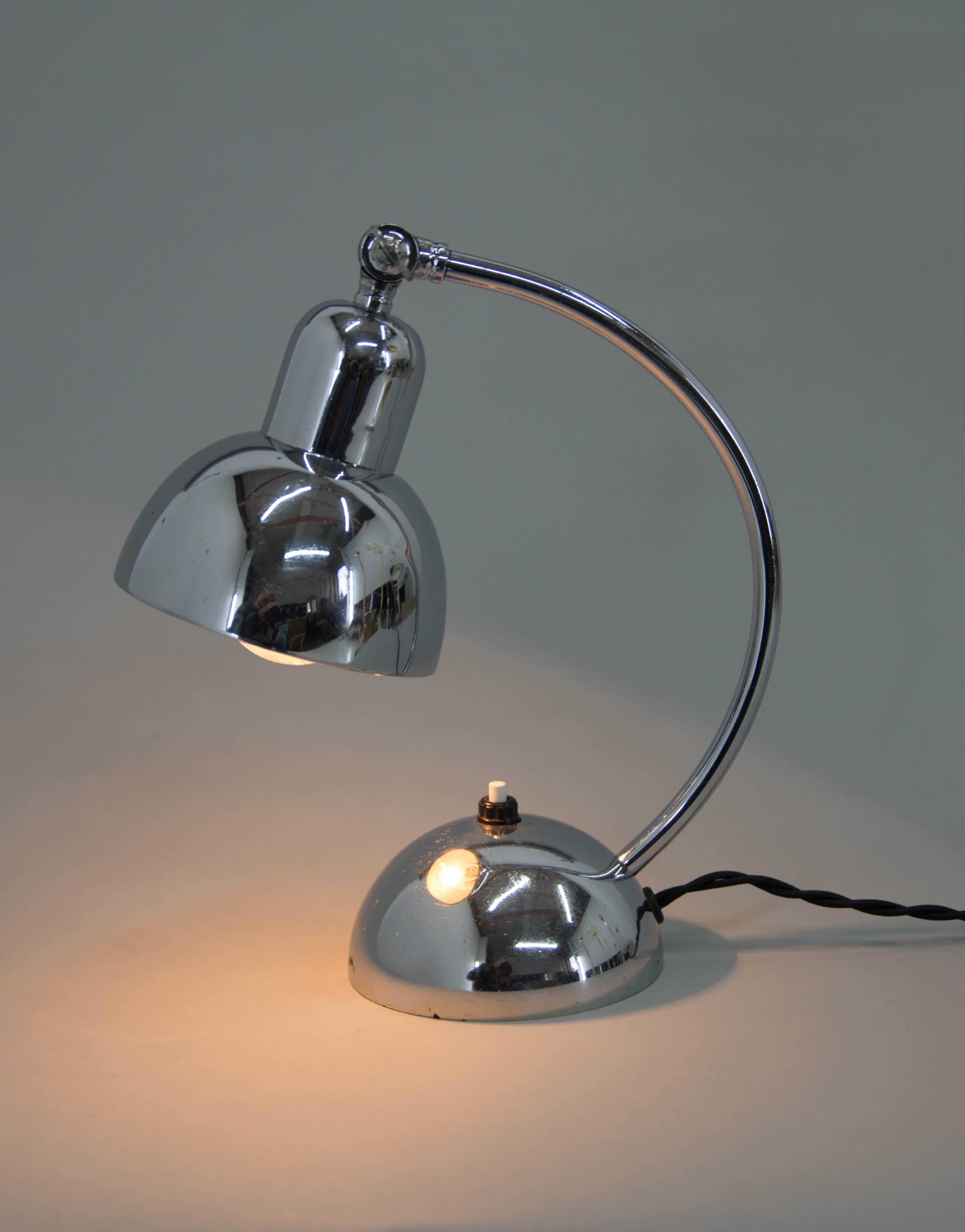 Czech Art Deco Table Lamp, 1930s, Restored For Sale