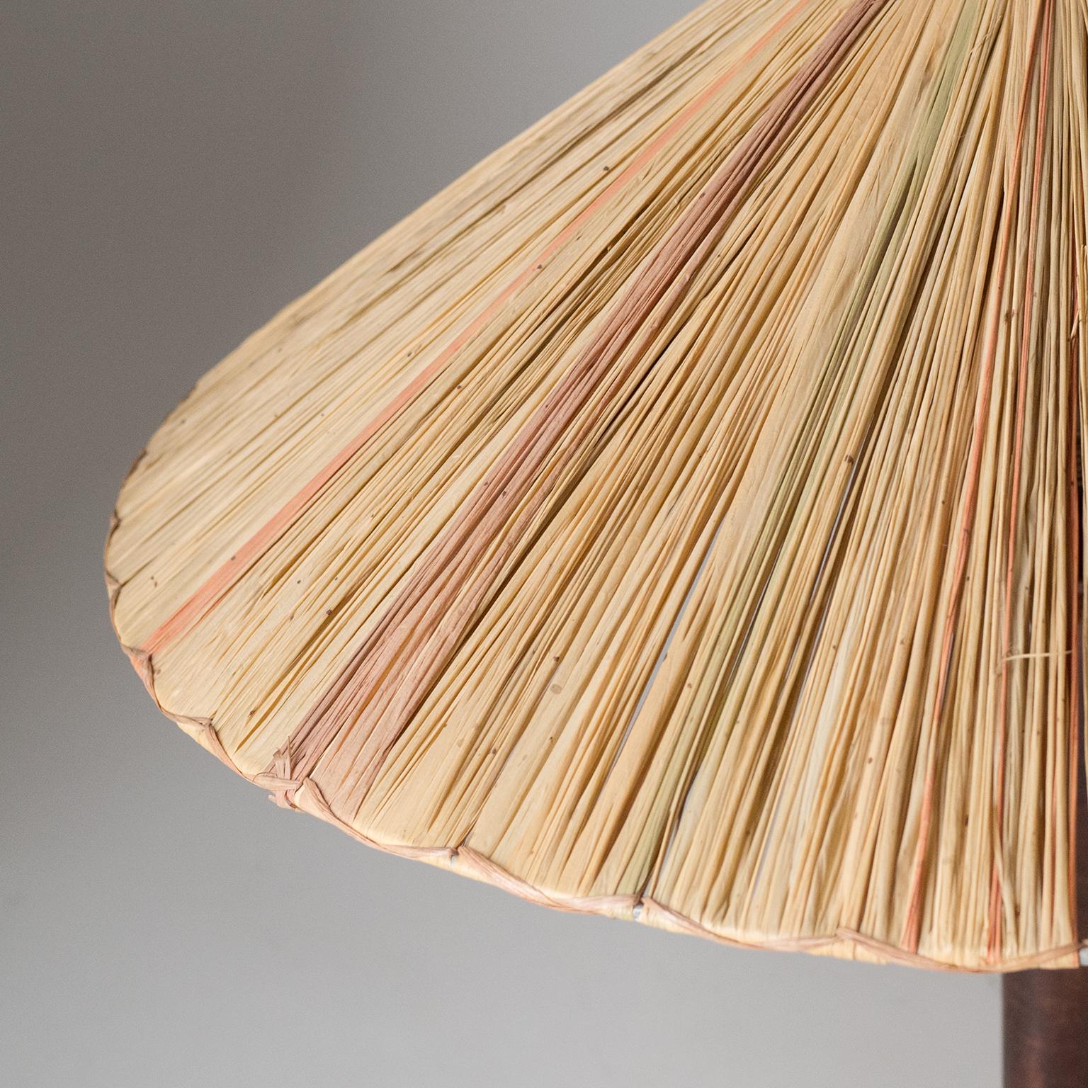 Art Deco Table Lamp, 1930s, with Original Straw Shade In Good Condition In Vienna, AT