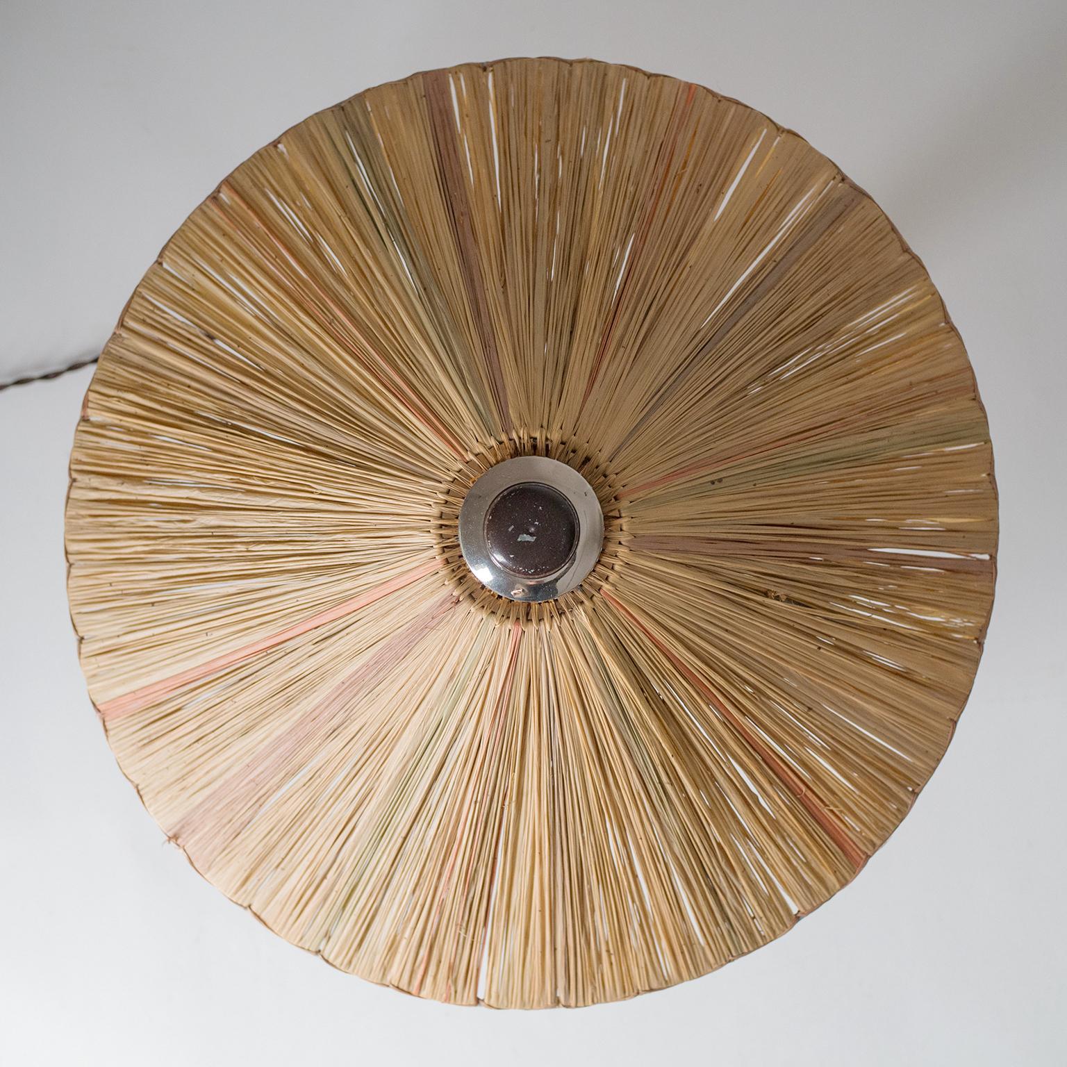 Art Deco Table Lamp, 1930s, with Original Straw Shade 6