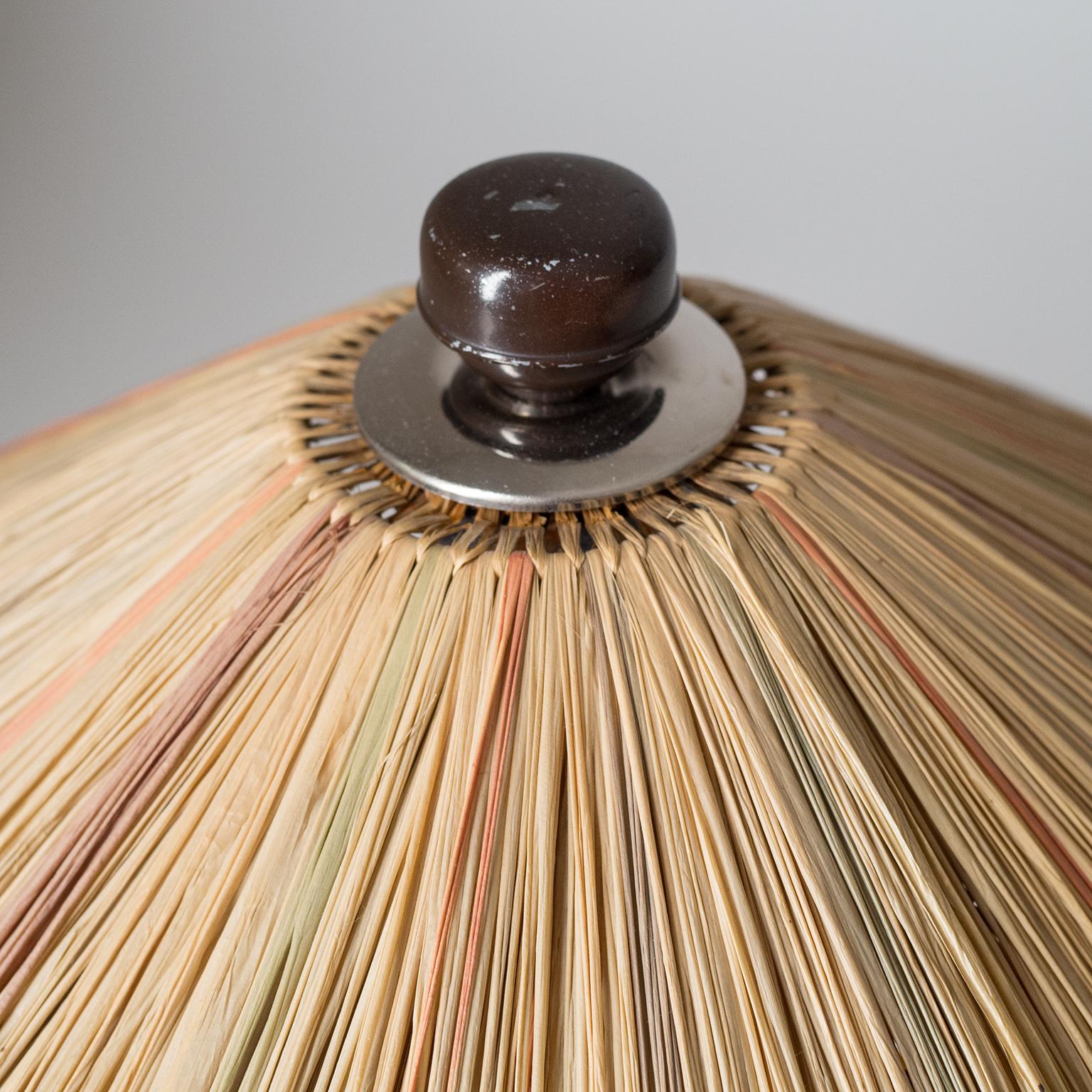 Art Deco Table Lamp, 1930s, with Original Straw Shade 4