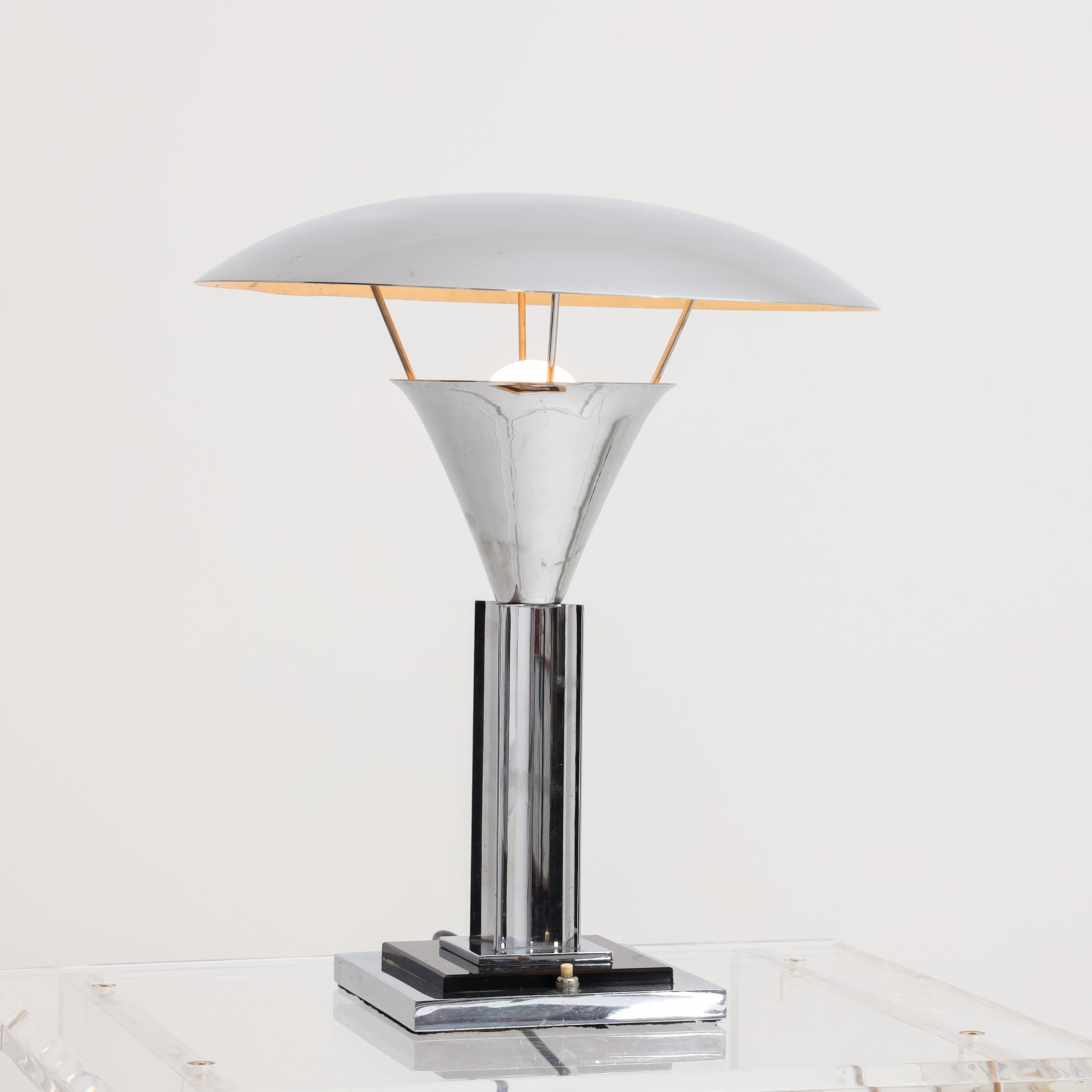 Chrome Art Deco Table Lamp, 1940s