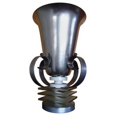 Lampada da tavolo Art Deco in alluminio e vetro