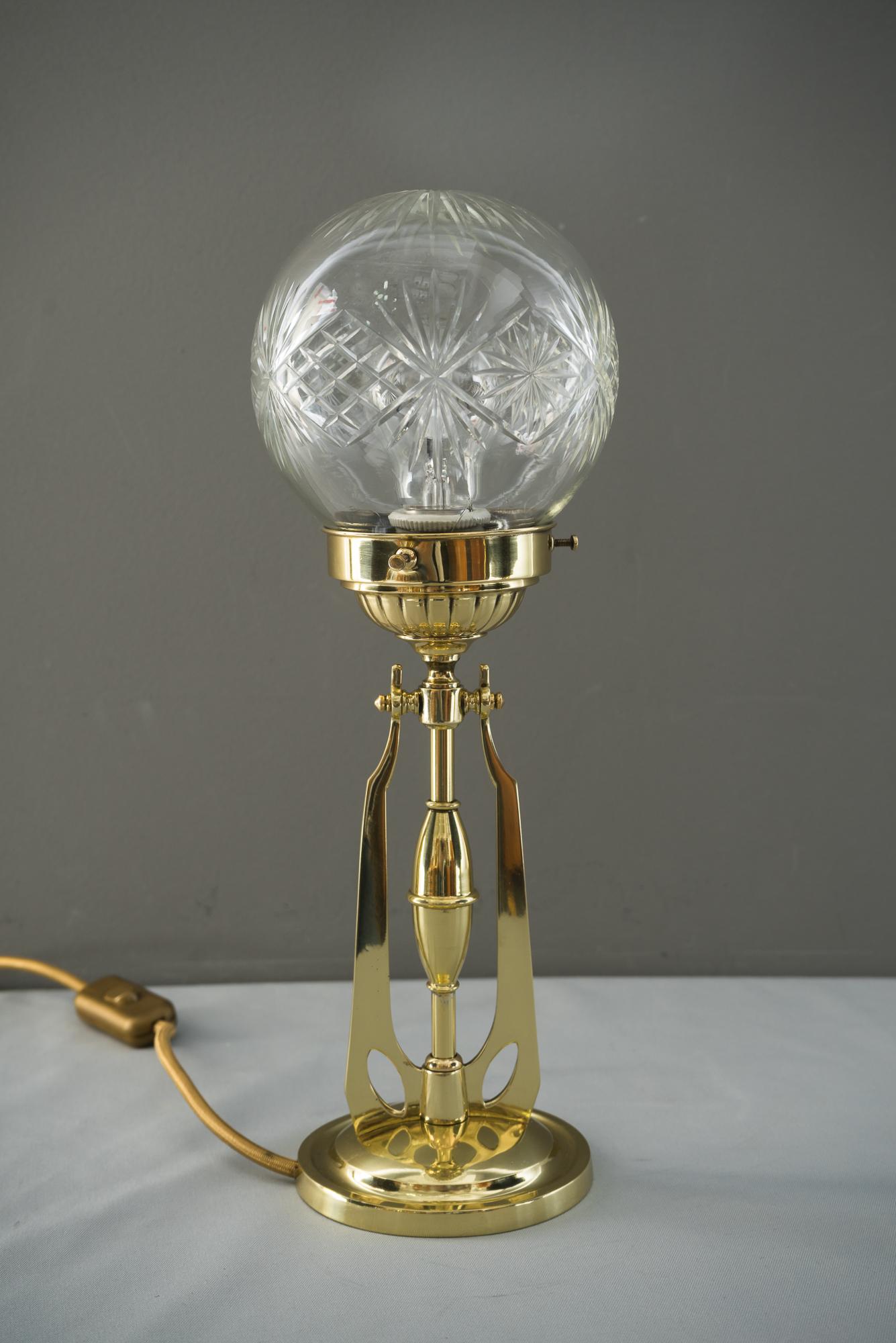 Austrian Art Deco Table Lamp circa 1918 with Original Cut-Glass