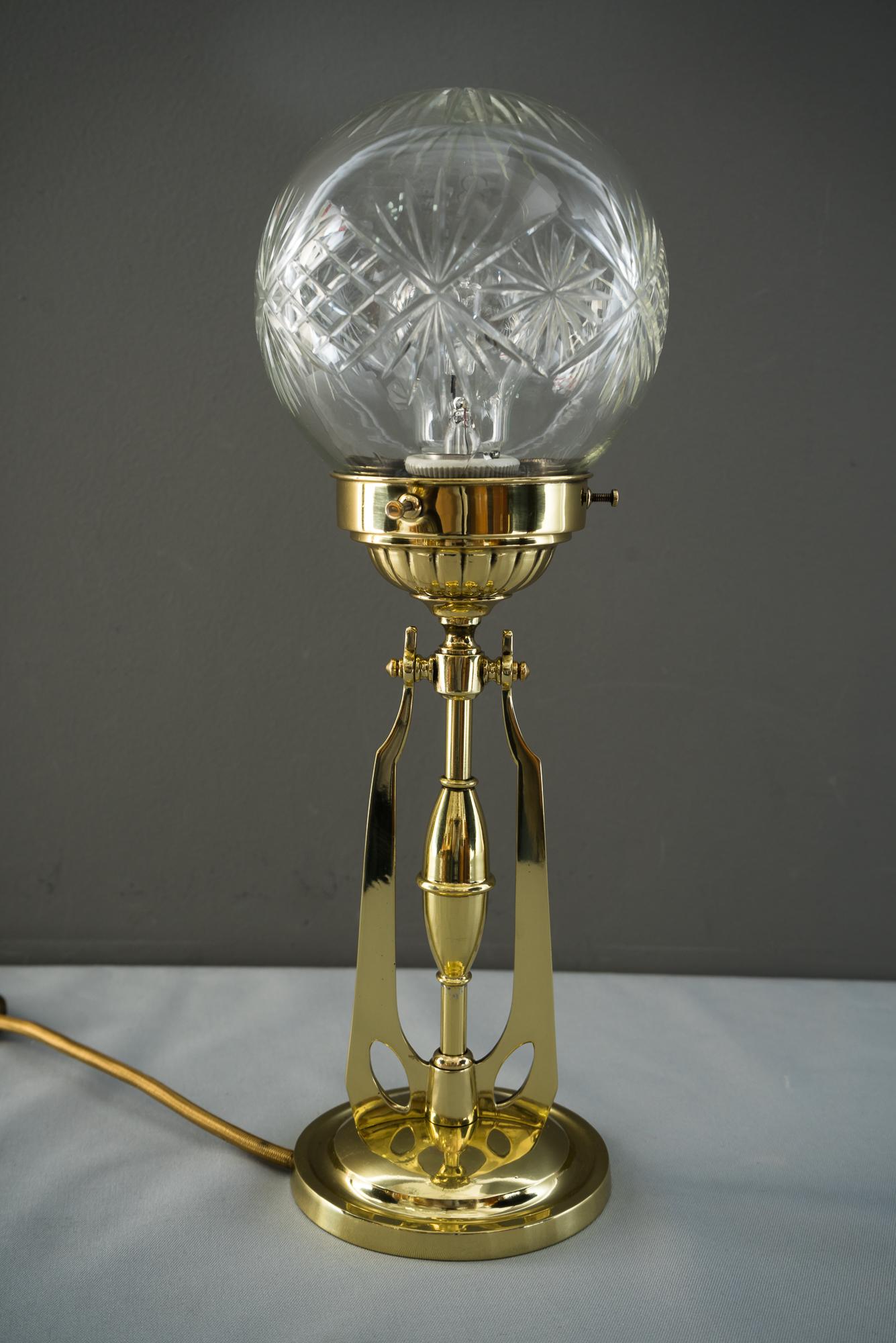 Early 20th Century Art Deco Table Lamp circa 1918 with Original Cut-Glass