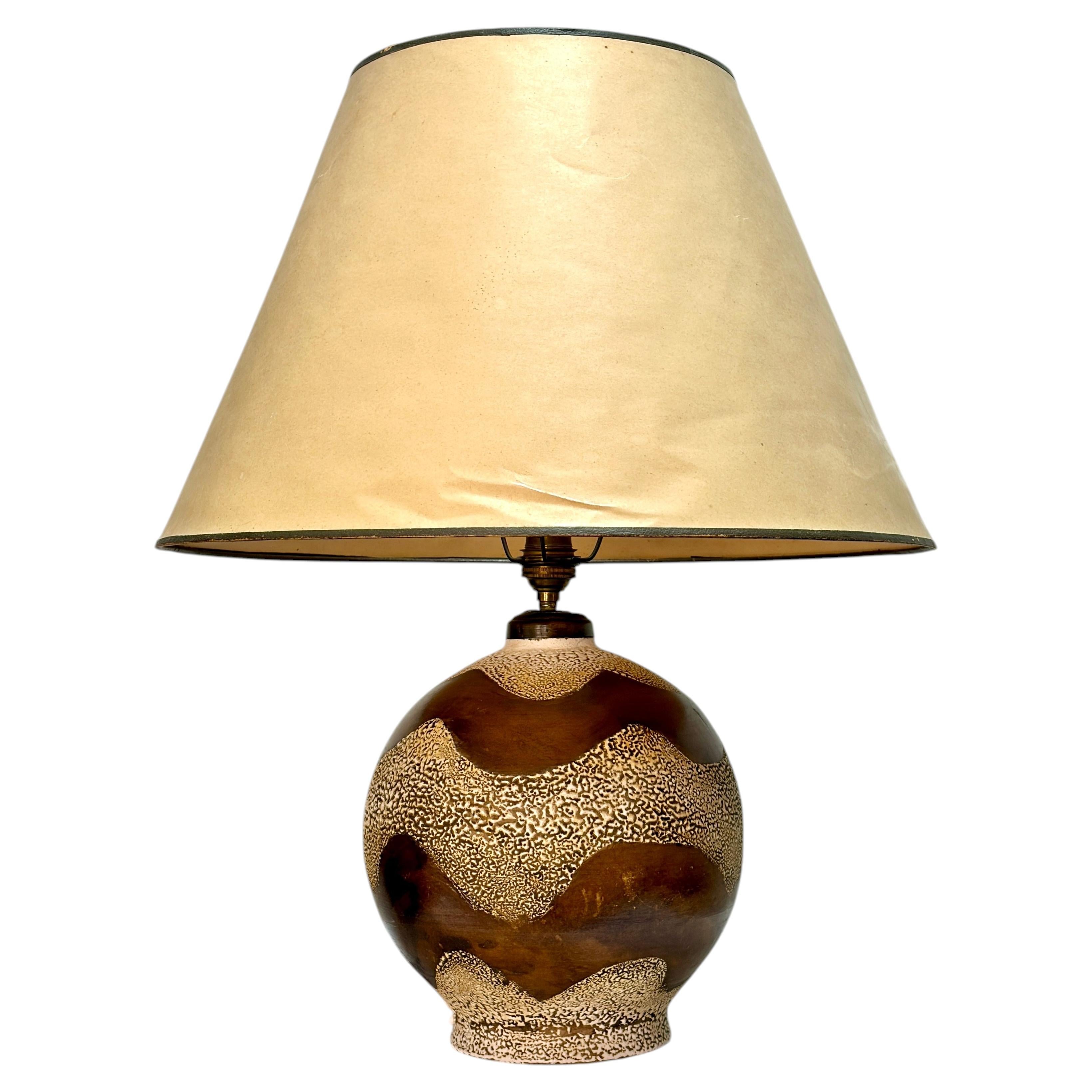 Art Deco Table Lamp Attributed to Jean Besnard, Ceramic, France, 1935