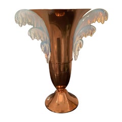 Art Deco Table Lamp Attributed to Petitot, Glass Signed EZAN, France circa 1940s