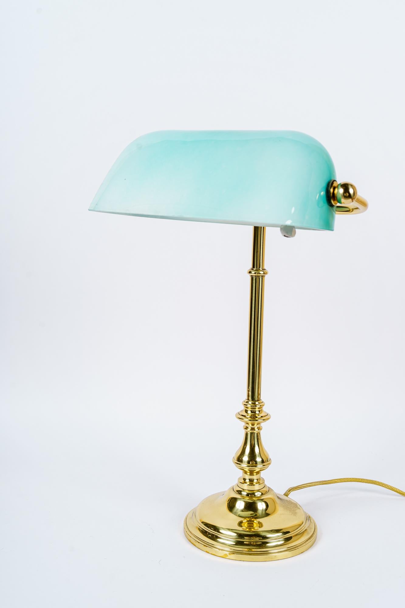 Lacquered Art Deco Table Lamp 'Banker Lamp' Vienna Around 1920s