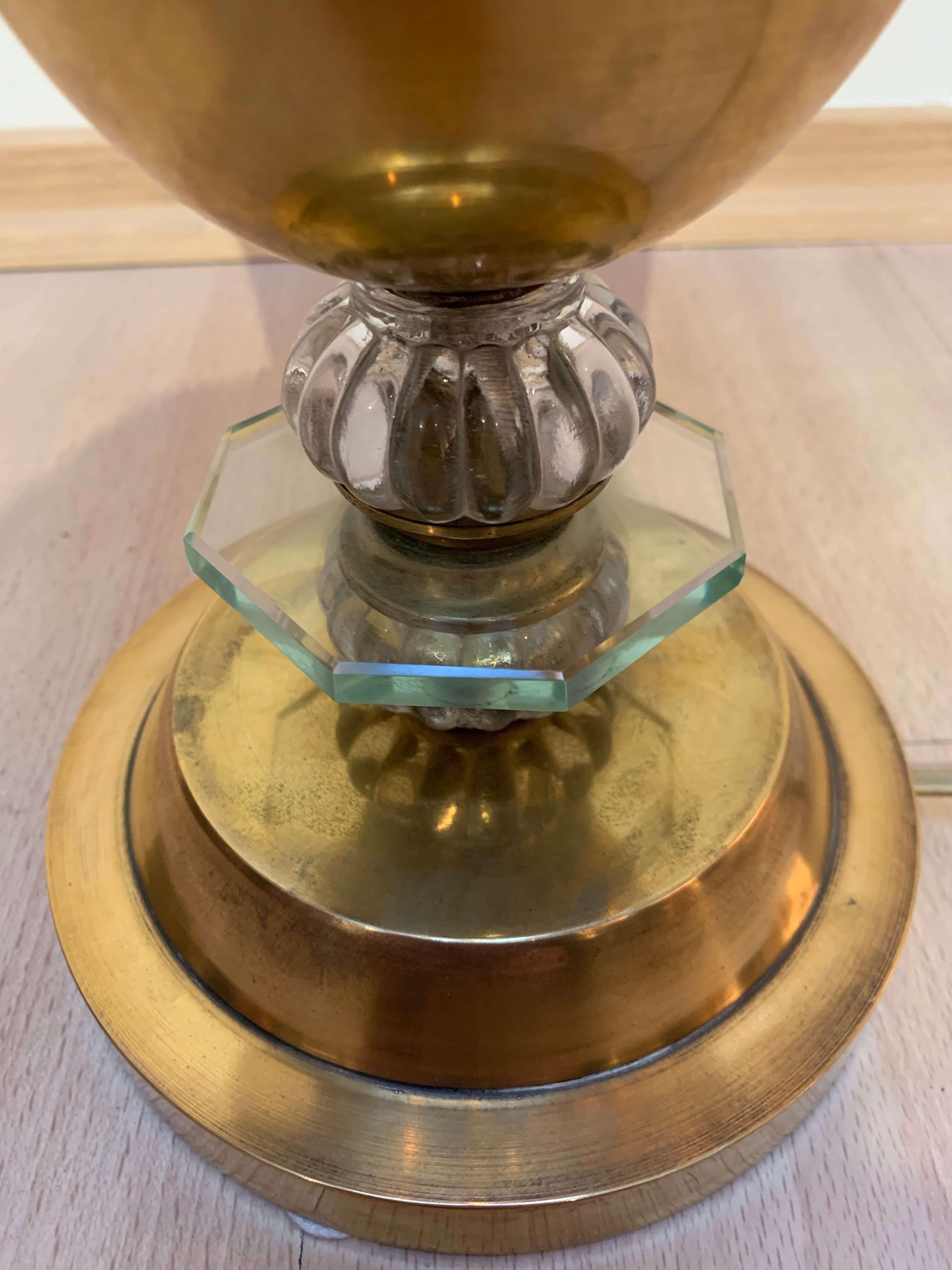 Art Deco Table Lamp, Brass and Glass, Paris, France, circa 1930 In Good Condition For Sale In Regensburg, DE