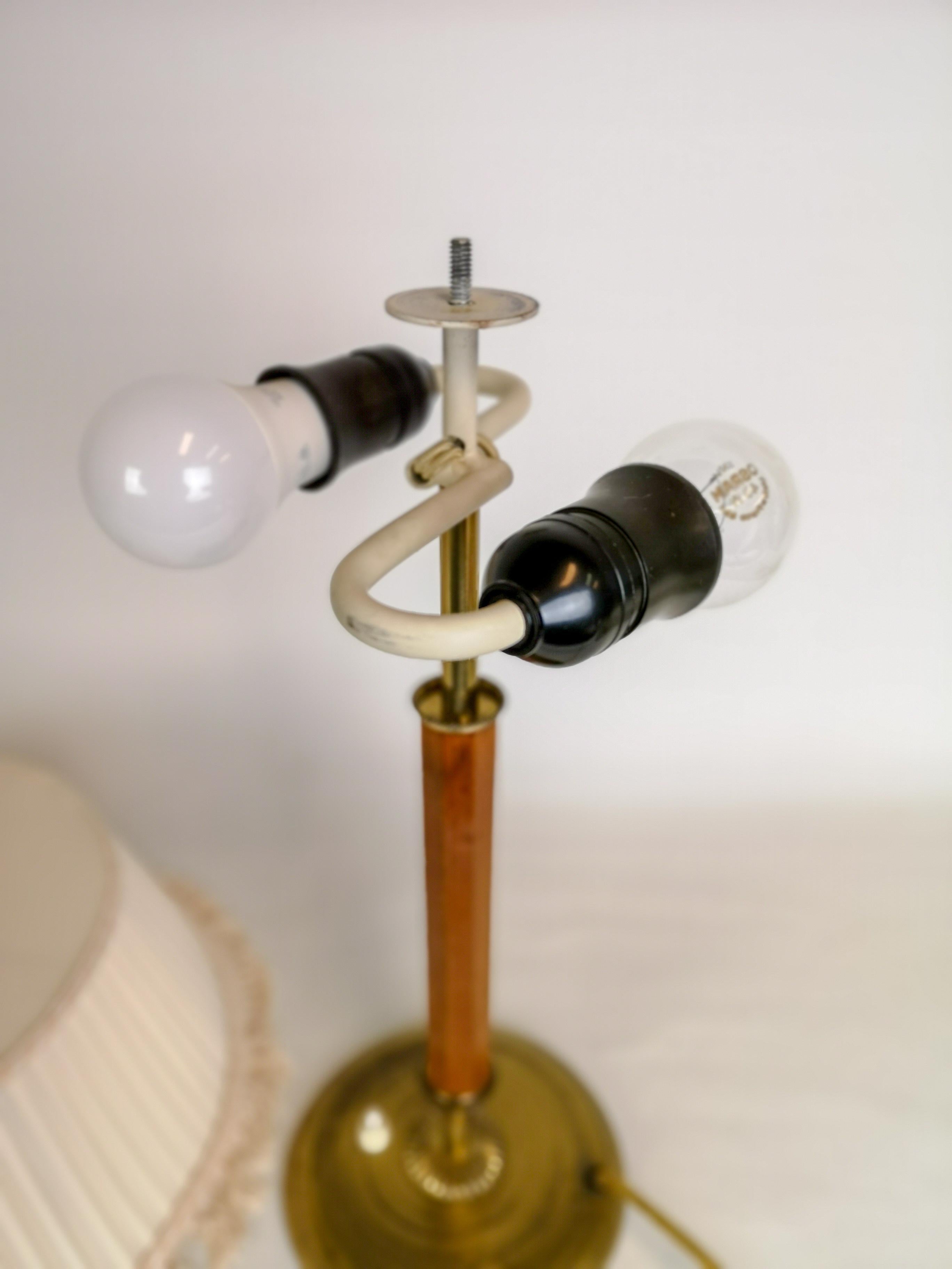 Art Deco Table Lamp Brass and Teak, Sweden, 1930s 1
