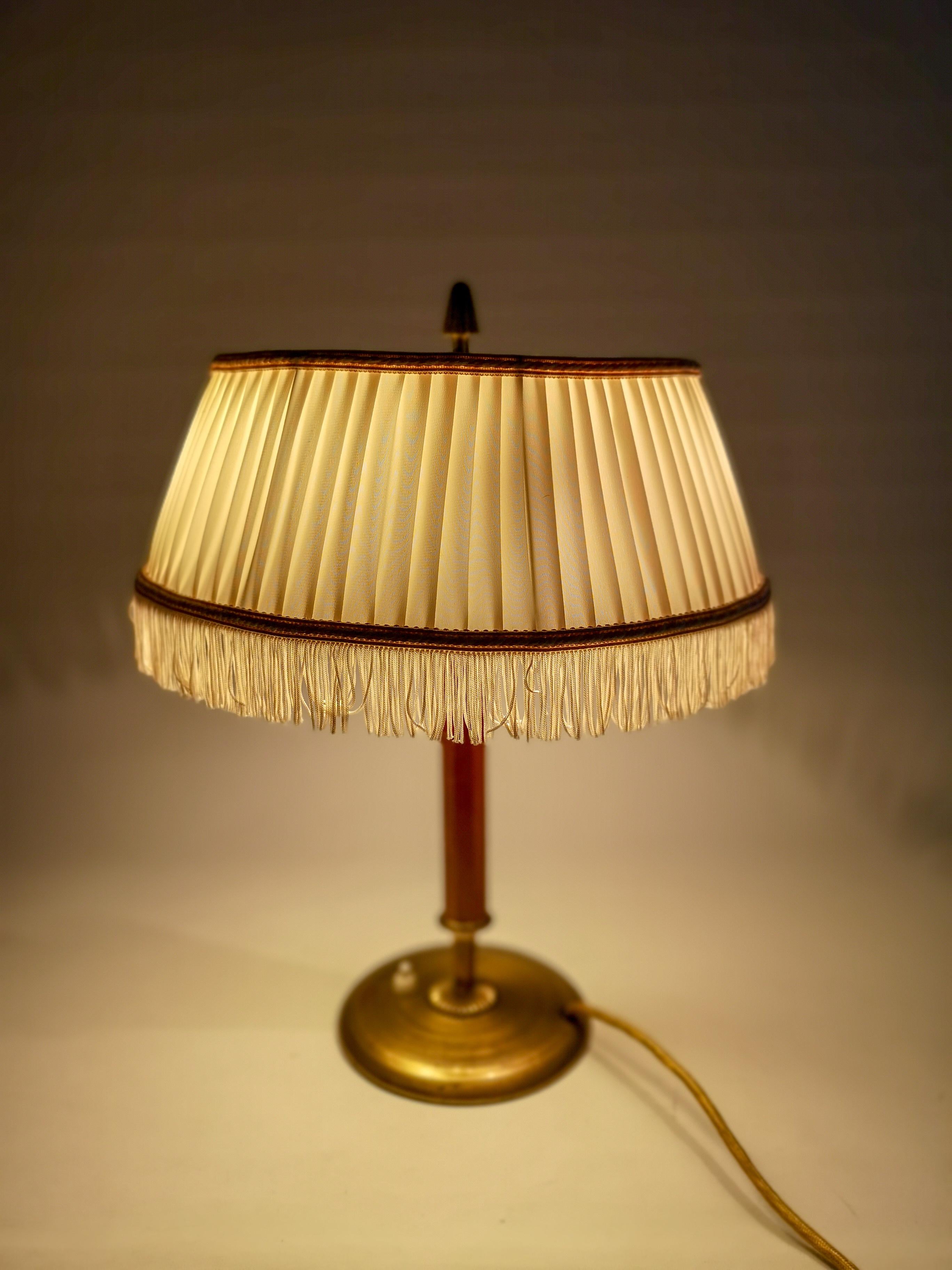 Art Deco Table Lamp Brass and Teak, Sweden, 1930s 2