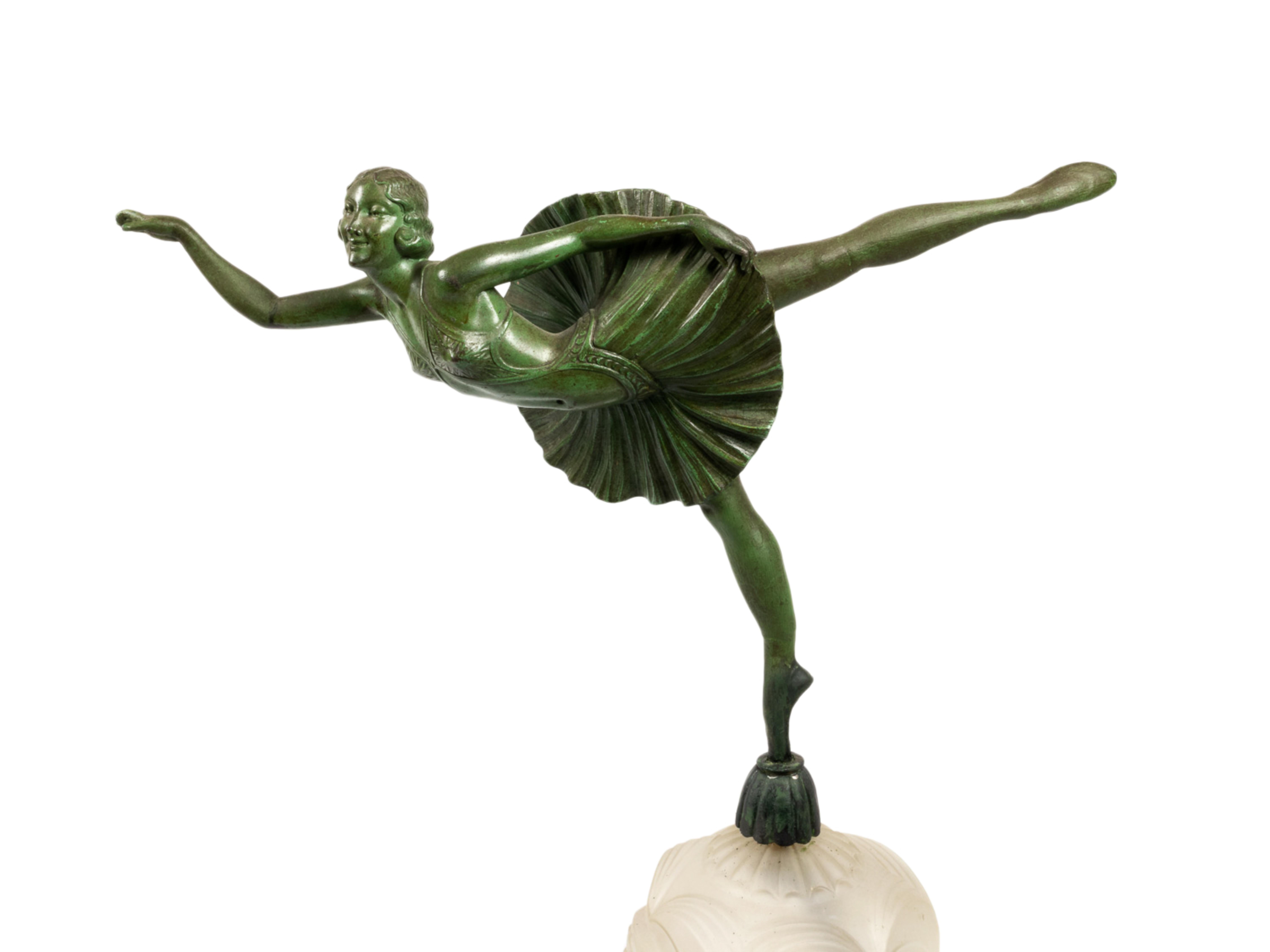 Art-Déco-Tischlampe, Bronze-Tänzerstatue, 20. Jahrhundert   (Patiniert) im Angebot