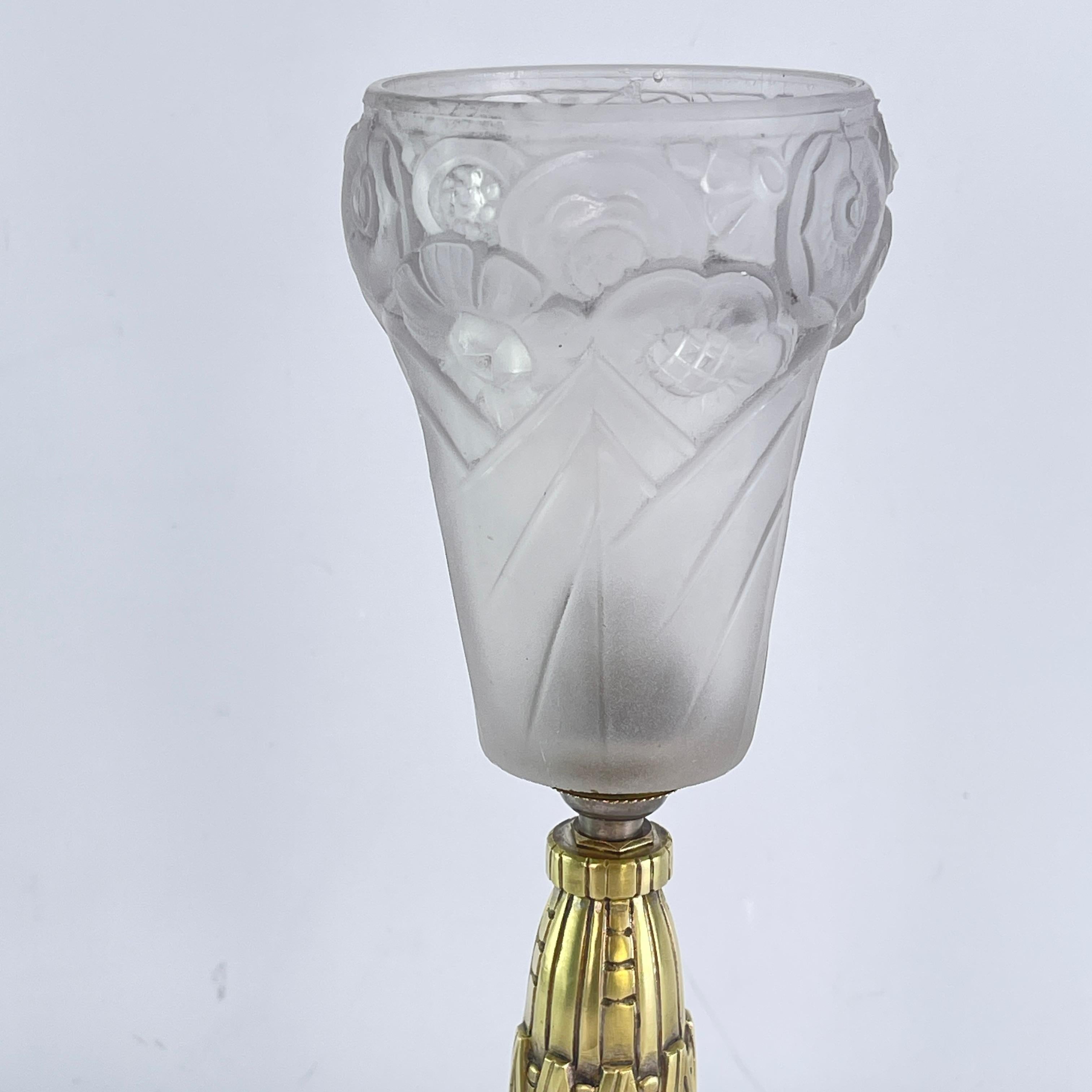 Art Deco Table Lamp Bronze glass, 1930s For Sale 1