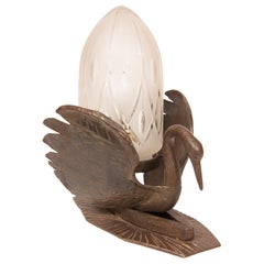 Art Deco Table Lamp Bronze in the Form of a Swan