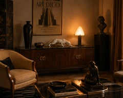 Art Deco Tischlampe von Degue & Vasseur, Schmiedeeisen und Glas, Frankreich